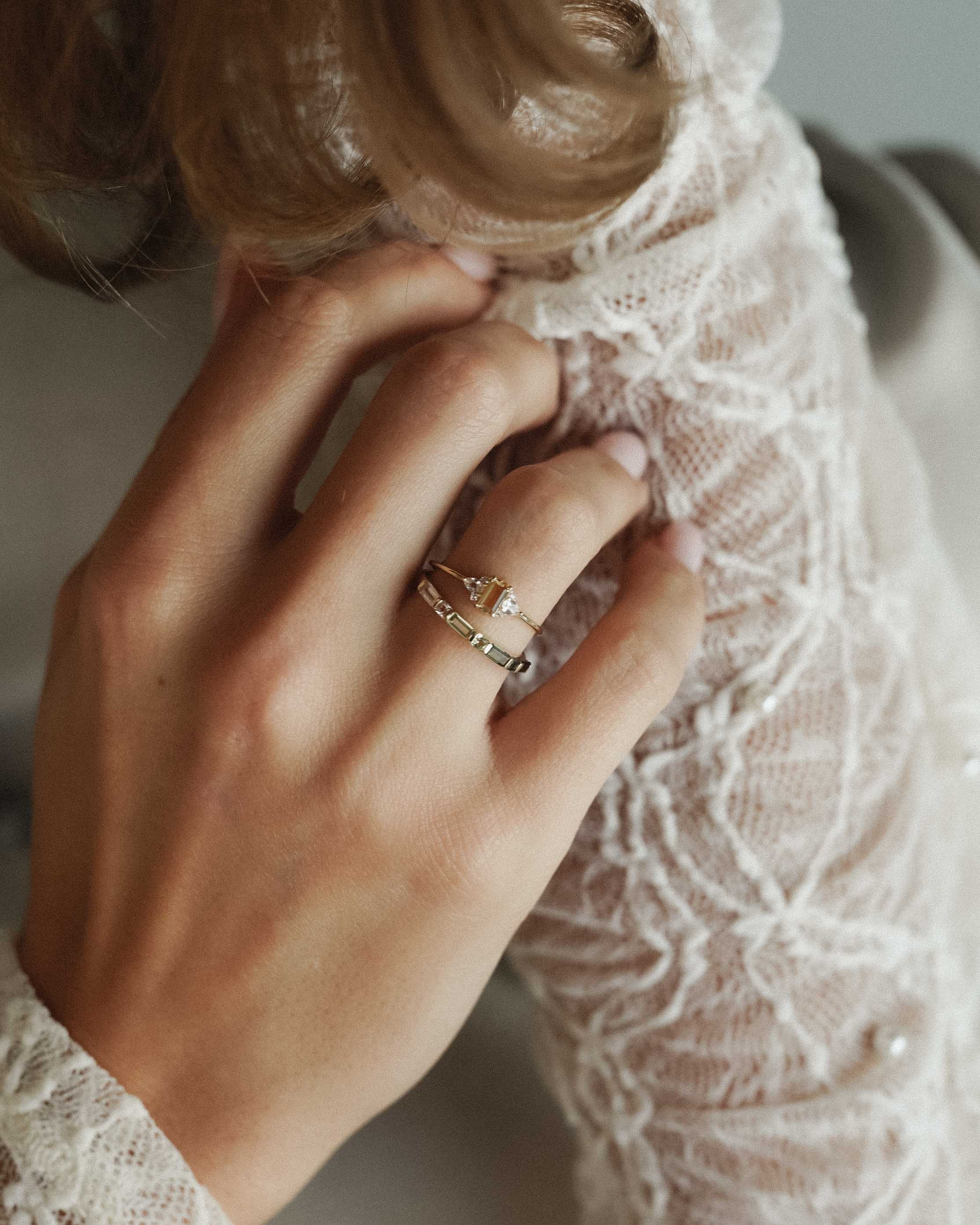 Mirelle | 14K Tourmaline, Olivine & White Sapphire Baguette Ring