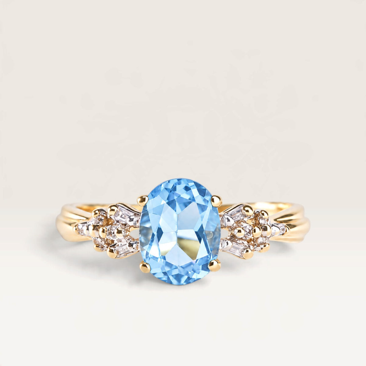 Celeste | Vintage Topaas en Diamant ring - Menina Amsterdam