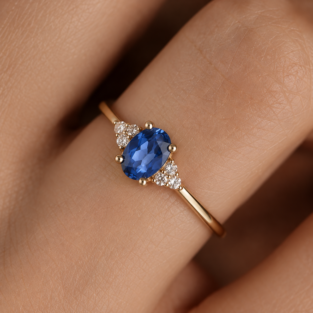 Ella | Saffier Solitaire & Diamant Ring