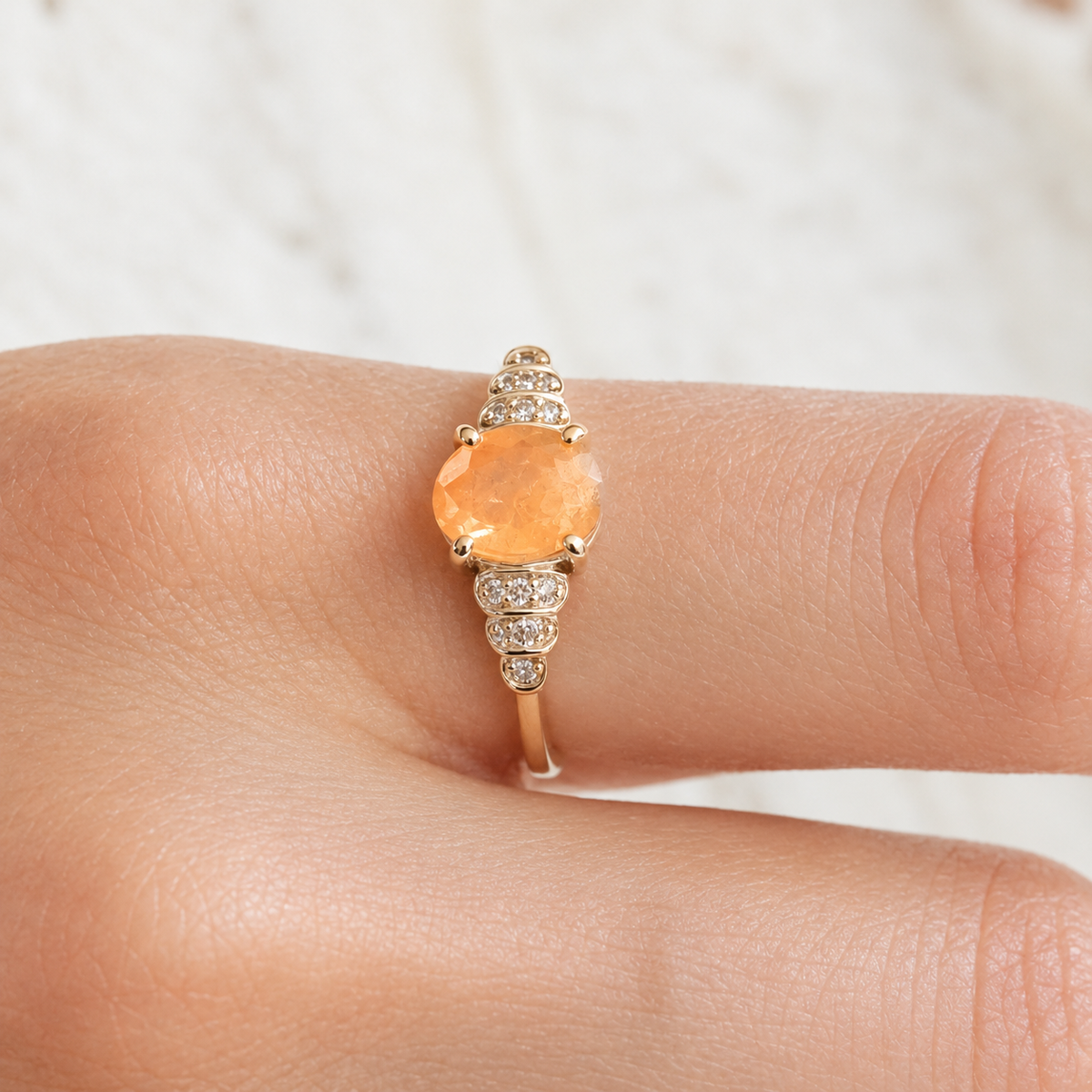 Ariana | Vintage Opaal en Diamant ring - Menina Amsterdam
