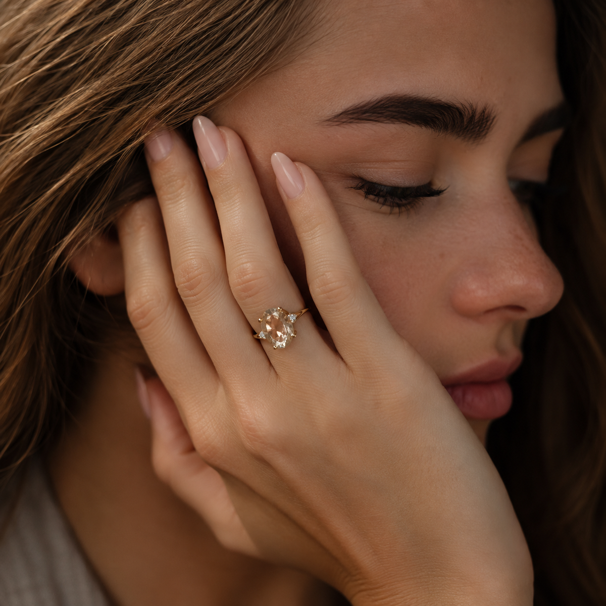 Charlotte | Vintage Kwarts en Diamant ring - Menina Amsterdam