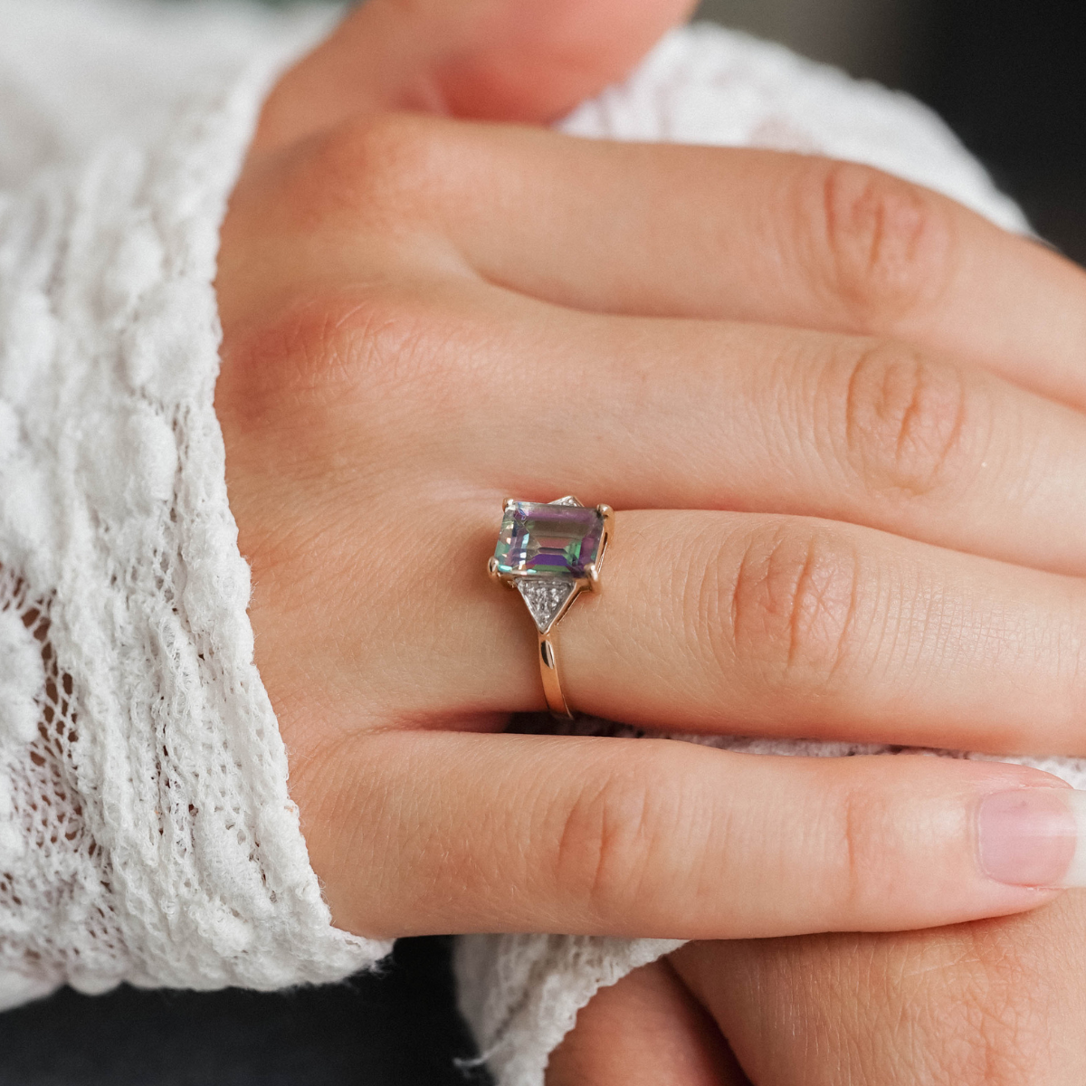 Mireille | Vintage Topaas en Diamant ring
