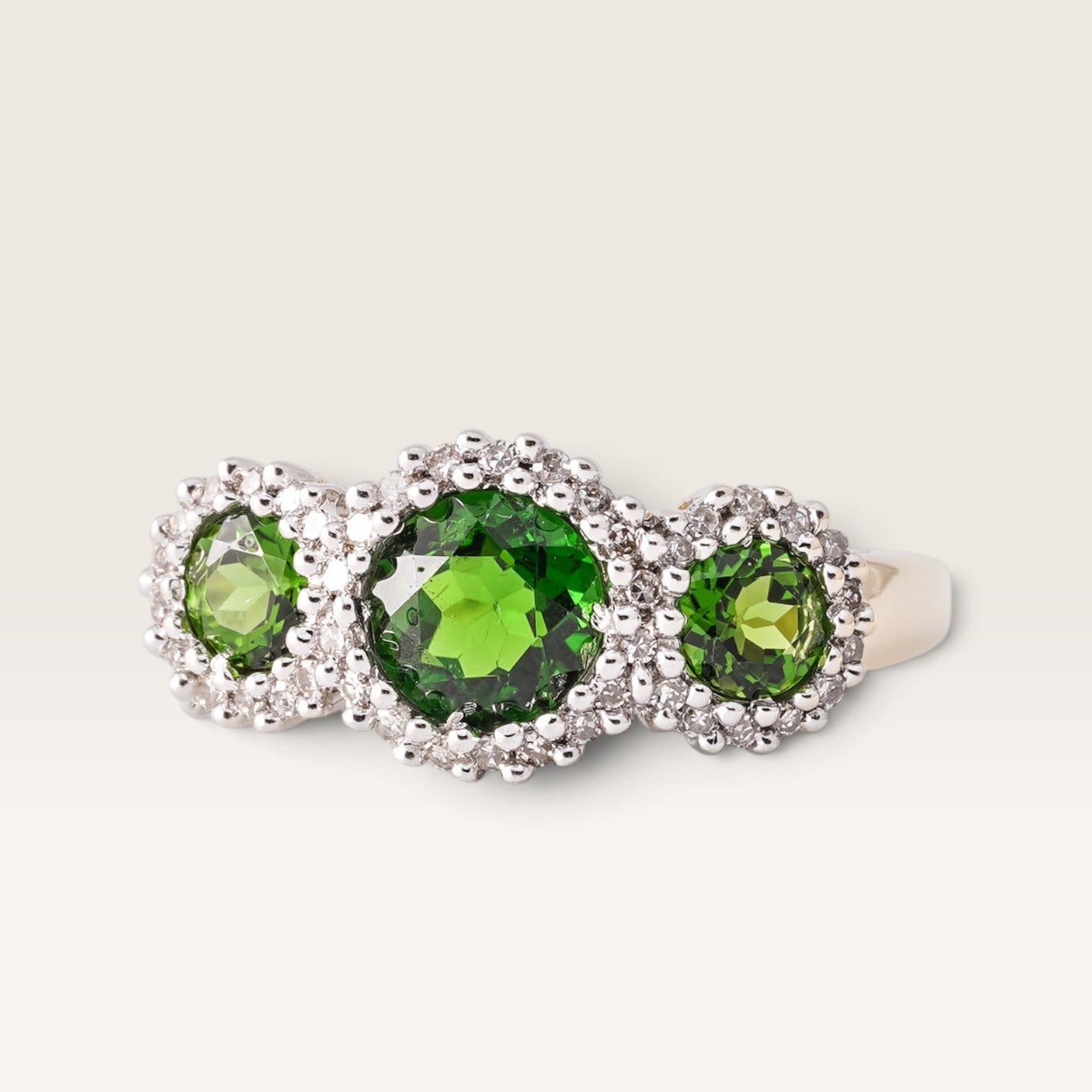 Lirany | Vintage Diopsiet en Diamant Three-Stone Ring - Menina Amsterdam