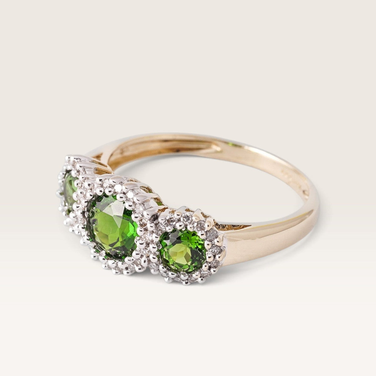 Lirany | Vintage Diopsiet en Diamant Three-Stone Ring - Menina Amsterdam