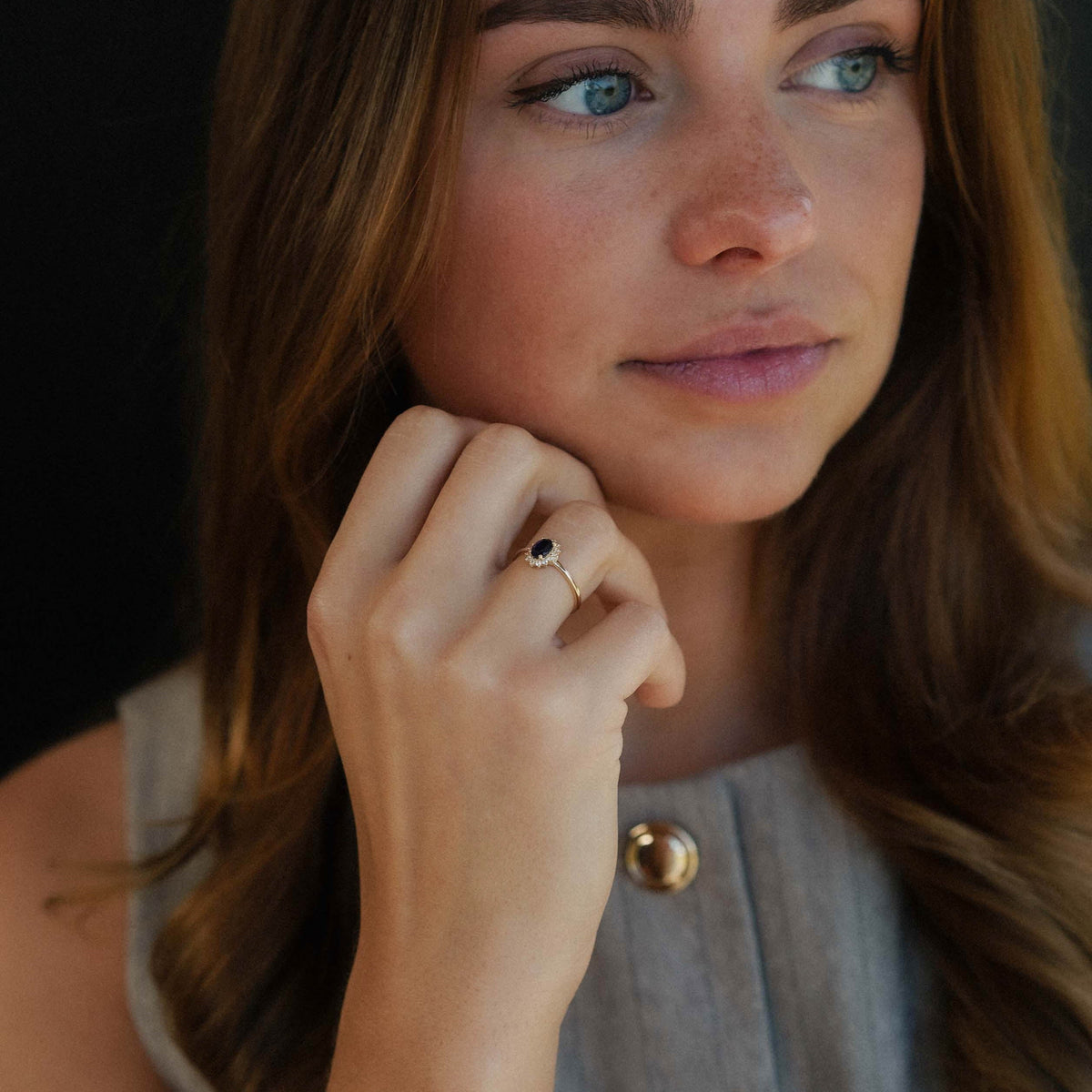 Livia | Saffier & Diamant Cluster Ring - Menina Amsterdam