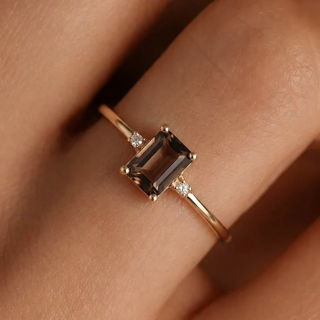 Louise | Rookkwarts Solitaire & Diamant Ring