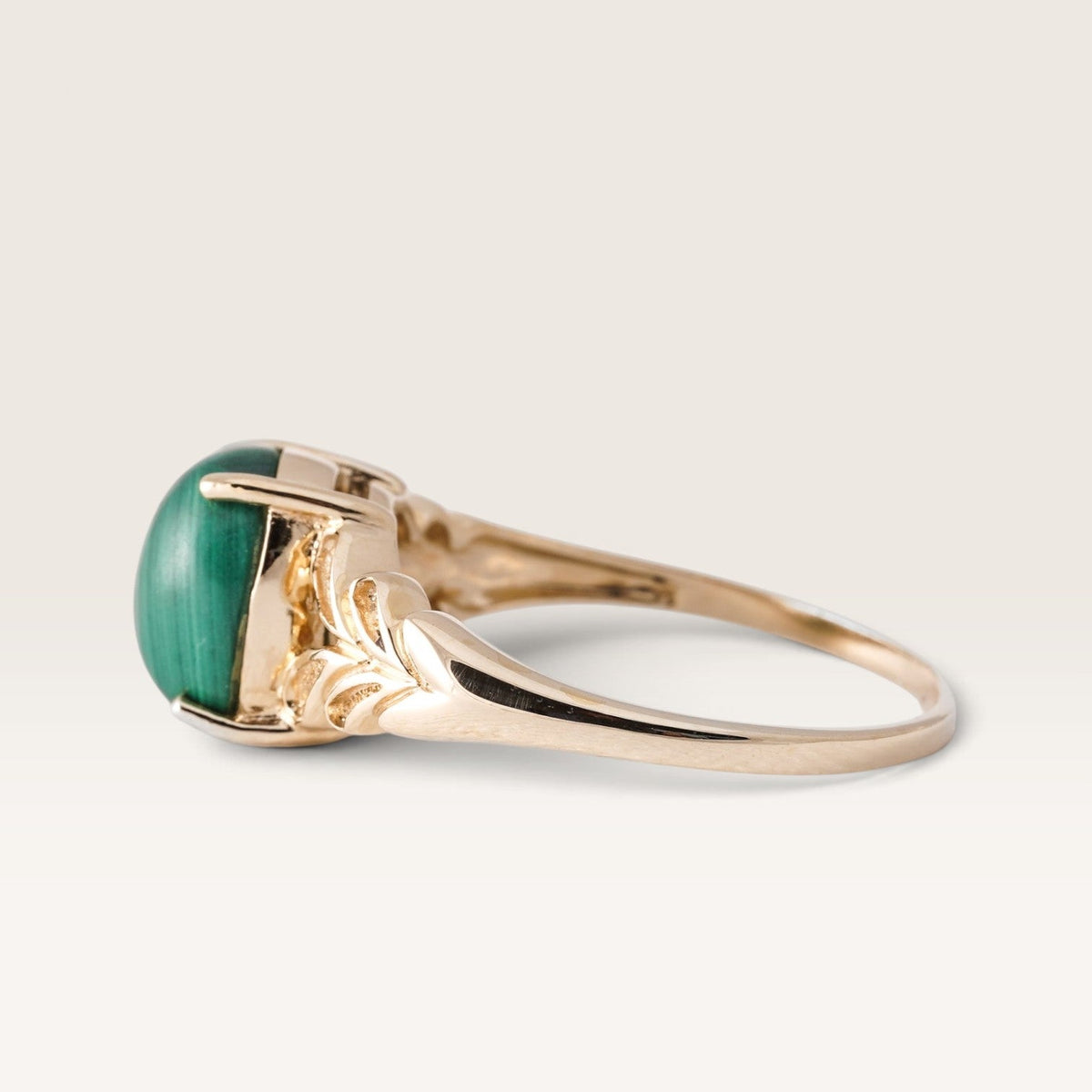 Maelo | Vintage Groene Malachiet Solitaire Ring - Menina Amsterdam