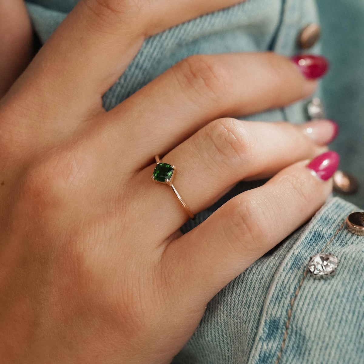 Maelys | Vintage Diopsiet Solitaire Ring - Menina Amsterdam