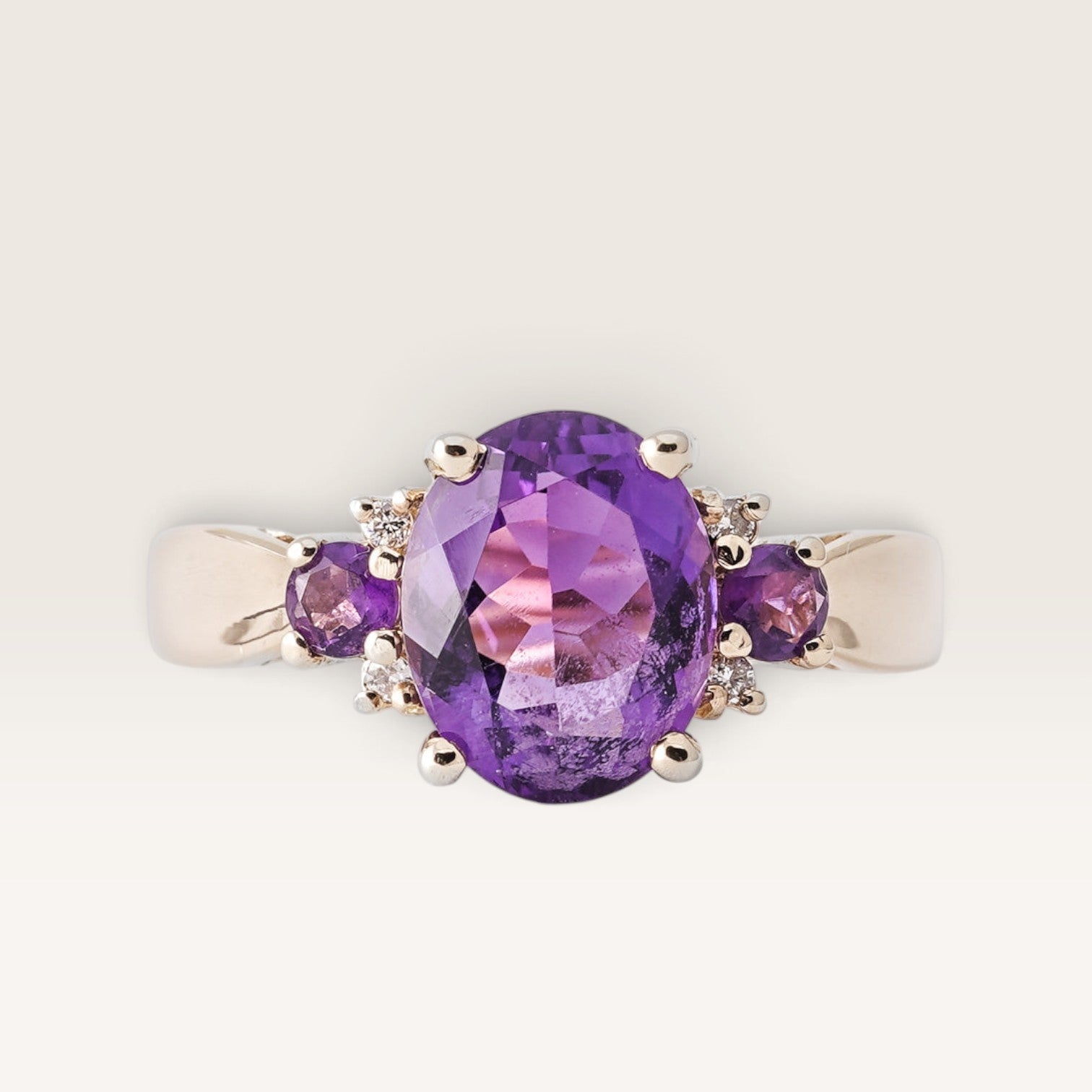 Maribel | Vintage Amethist en Diamant Cluster Ring - Menina Amsterdam