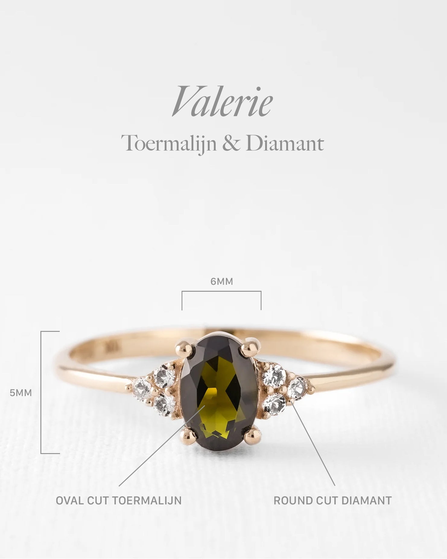 Valerie | Groene Toermalijn & Diamant Ring - Menina Amsterdam