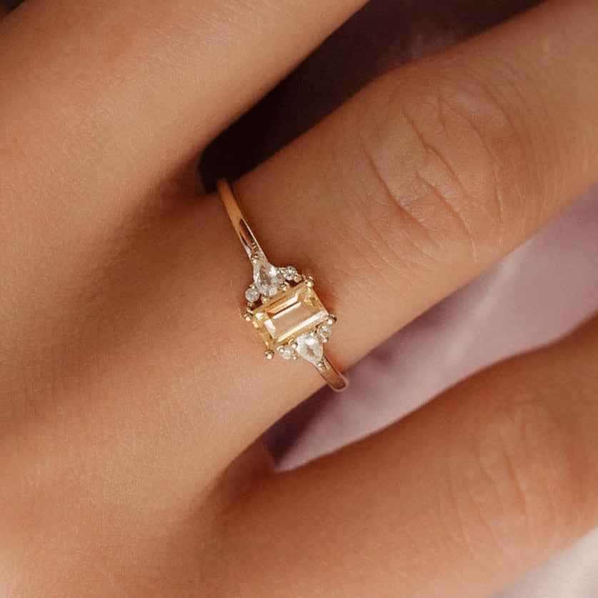 Noa | Citrien & Diamant Ring - Menina Amsterdam