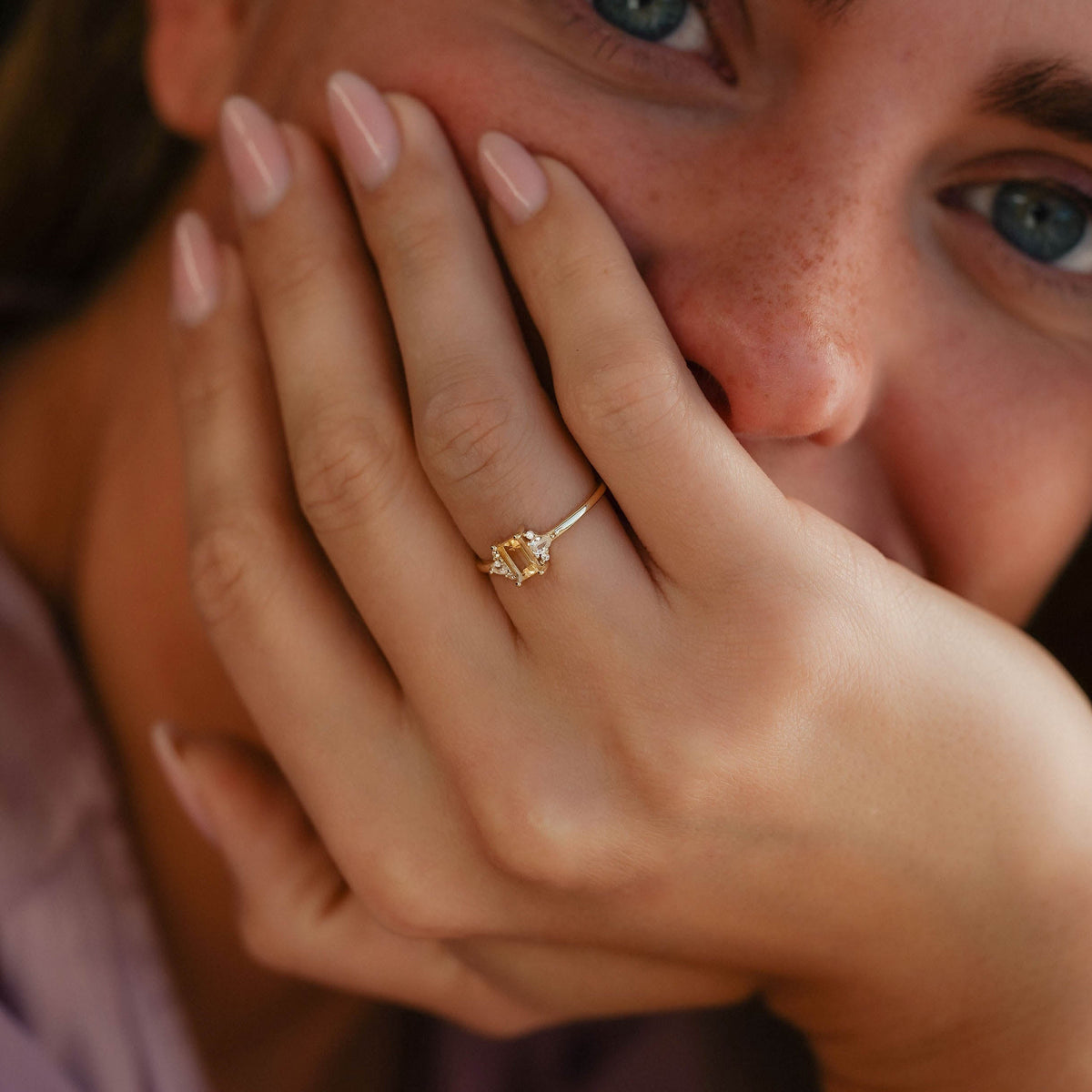Noa | Citrien & Diamant Ring - Menina Amsterdam