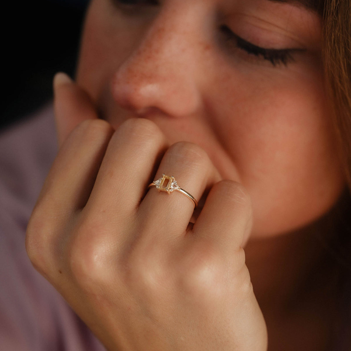 Noa | Citrien & Diamant Ring - Menina Amsterdam