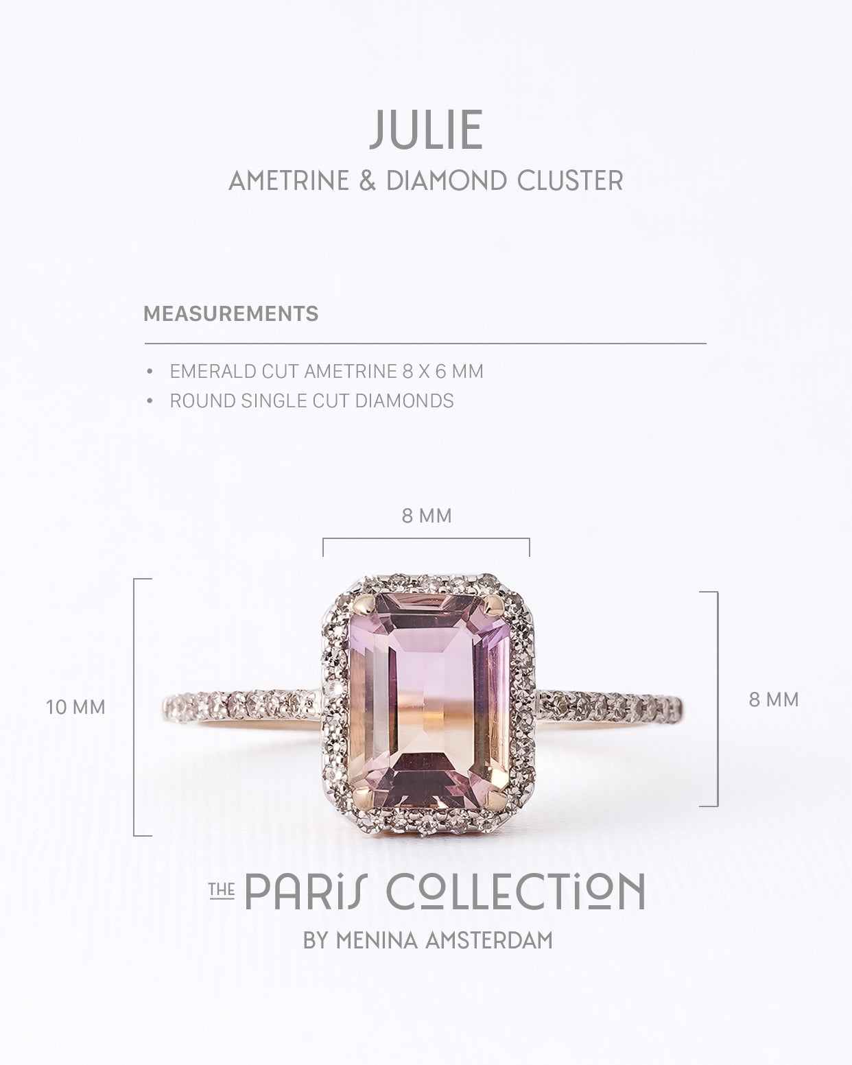 Julie | 9K & 14K Ametrien & Diamant Cluster