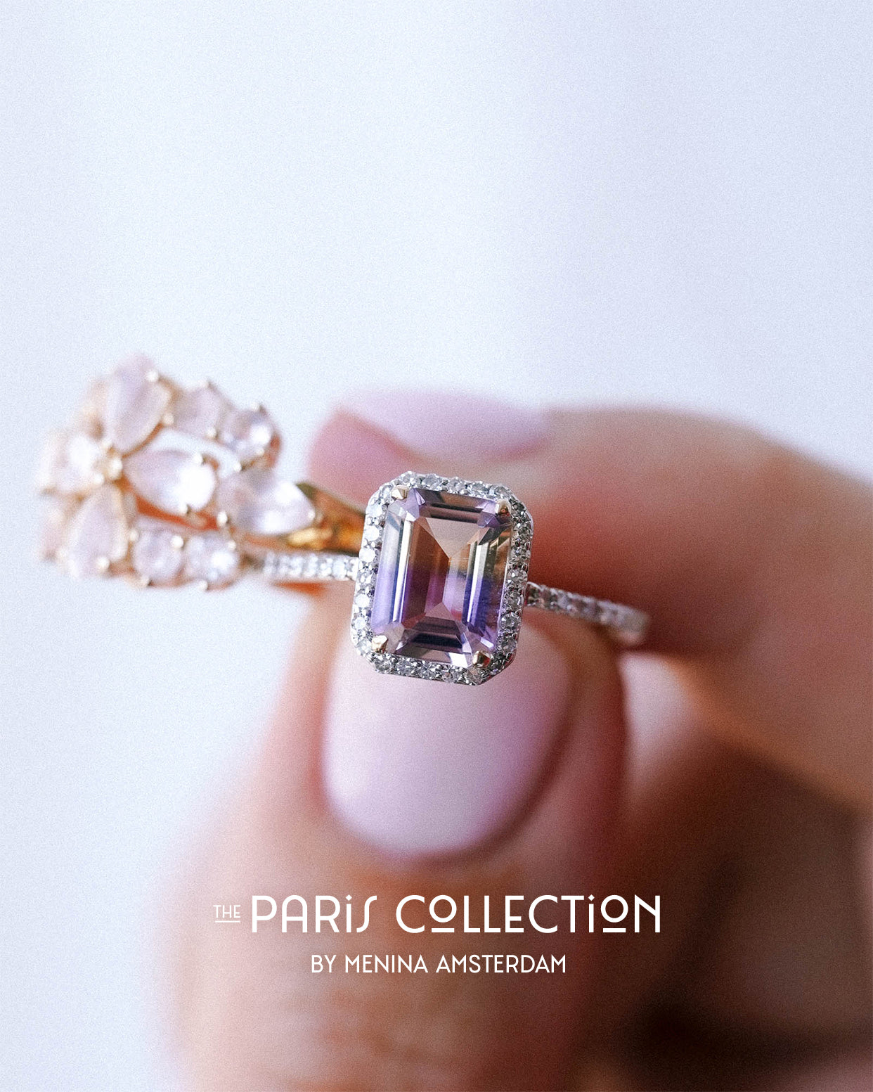 Julie | 9K & 14K Ametrien & Diamant Cluster