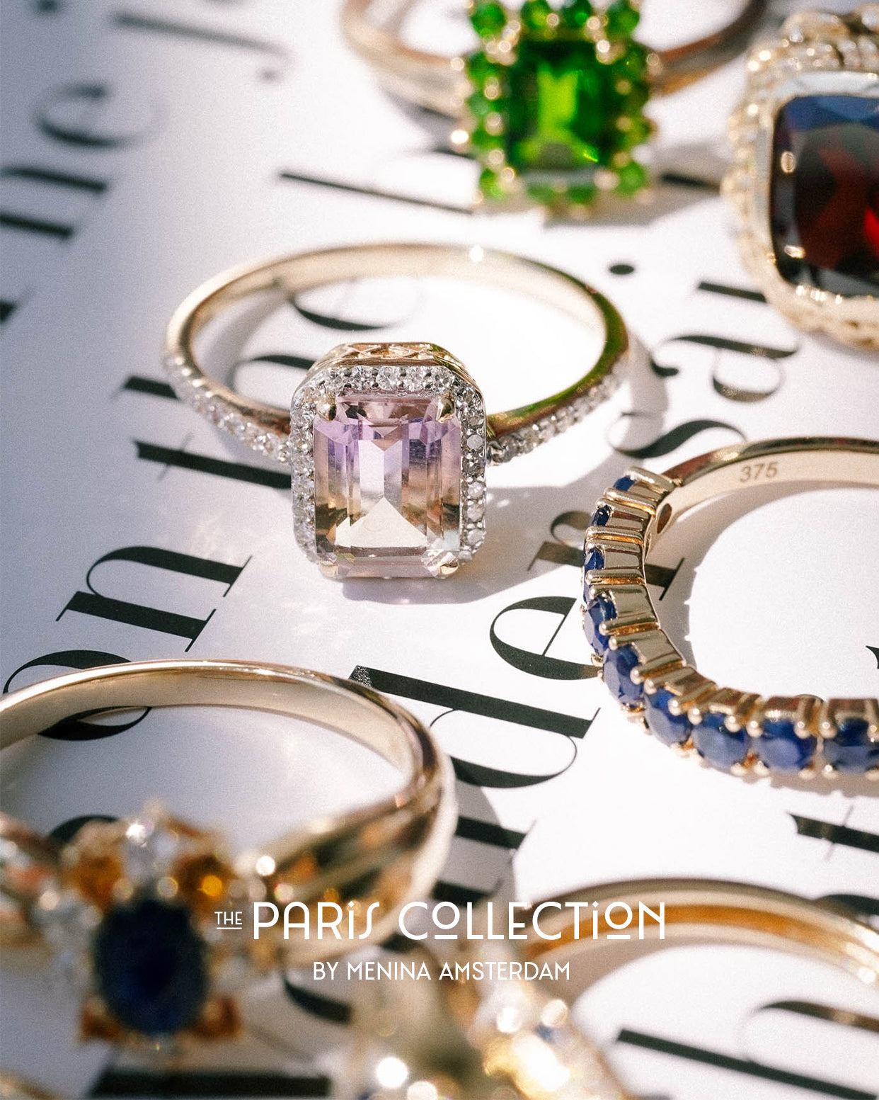 Julie | 9K & 14K Ametrien & Diamant Cluster