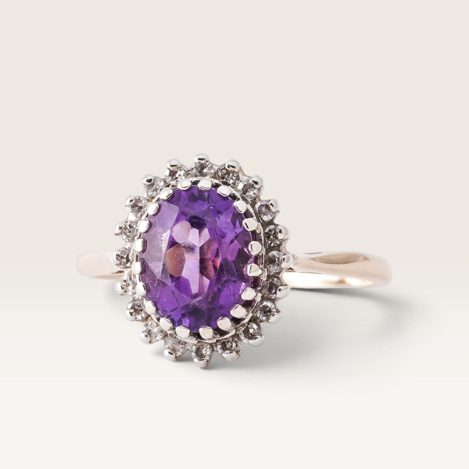 Yara | Vintage Amethist en Diamant Cluster Ring - Menina Amsterdam