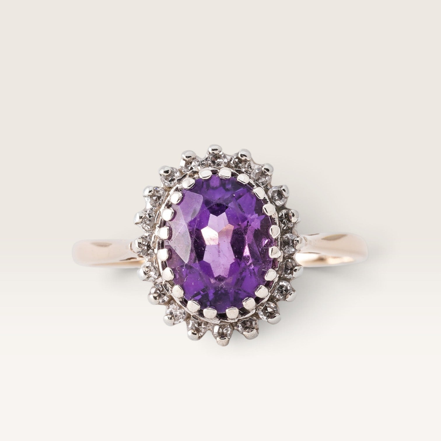 Yara | Vintage Amethist en Diamant Cluster Ring - Menina Amsterdam