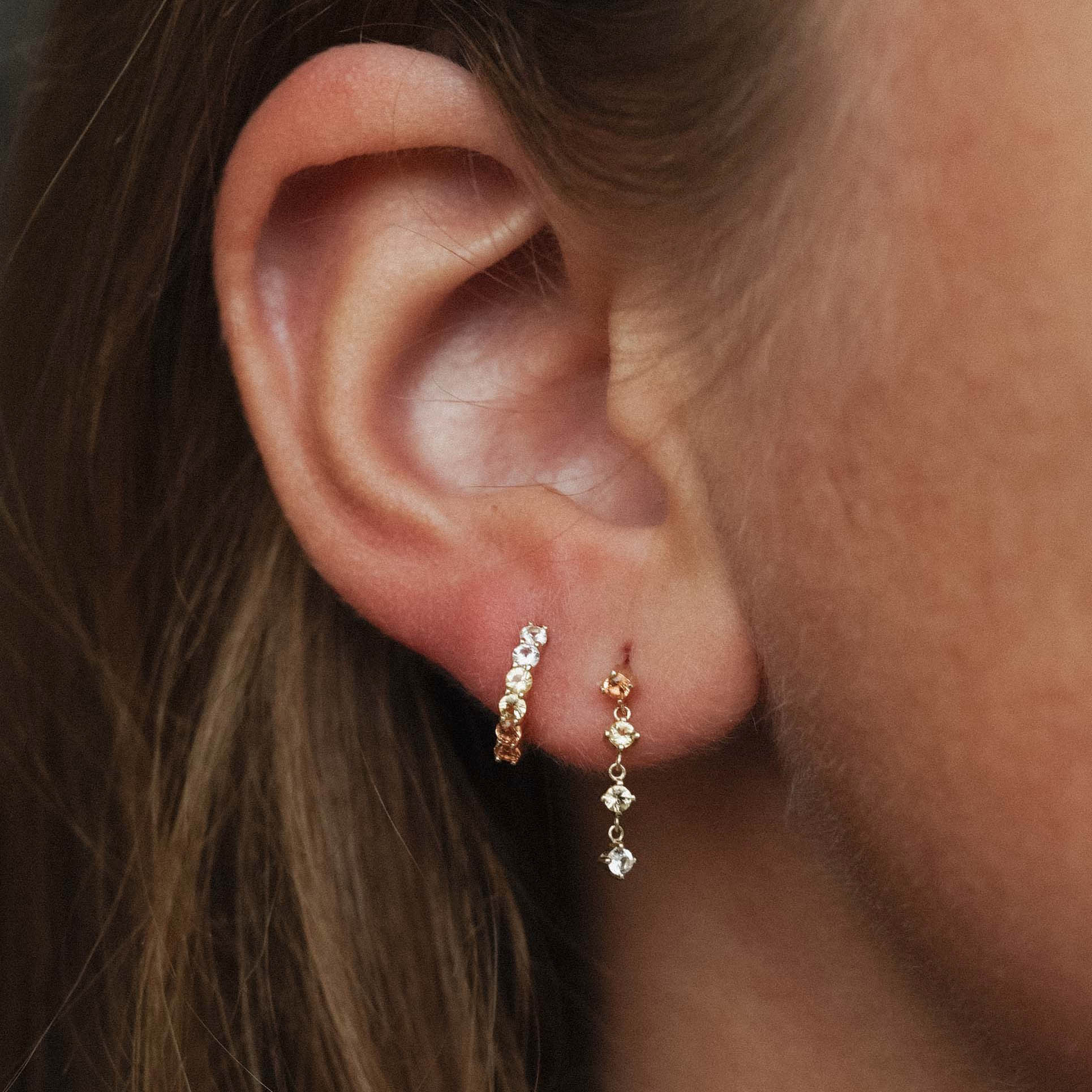 Aureline | 14K Multicolor Sapphire & Crystal Pavé Huggies - Menina Amsterdam