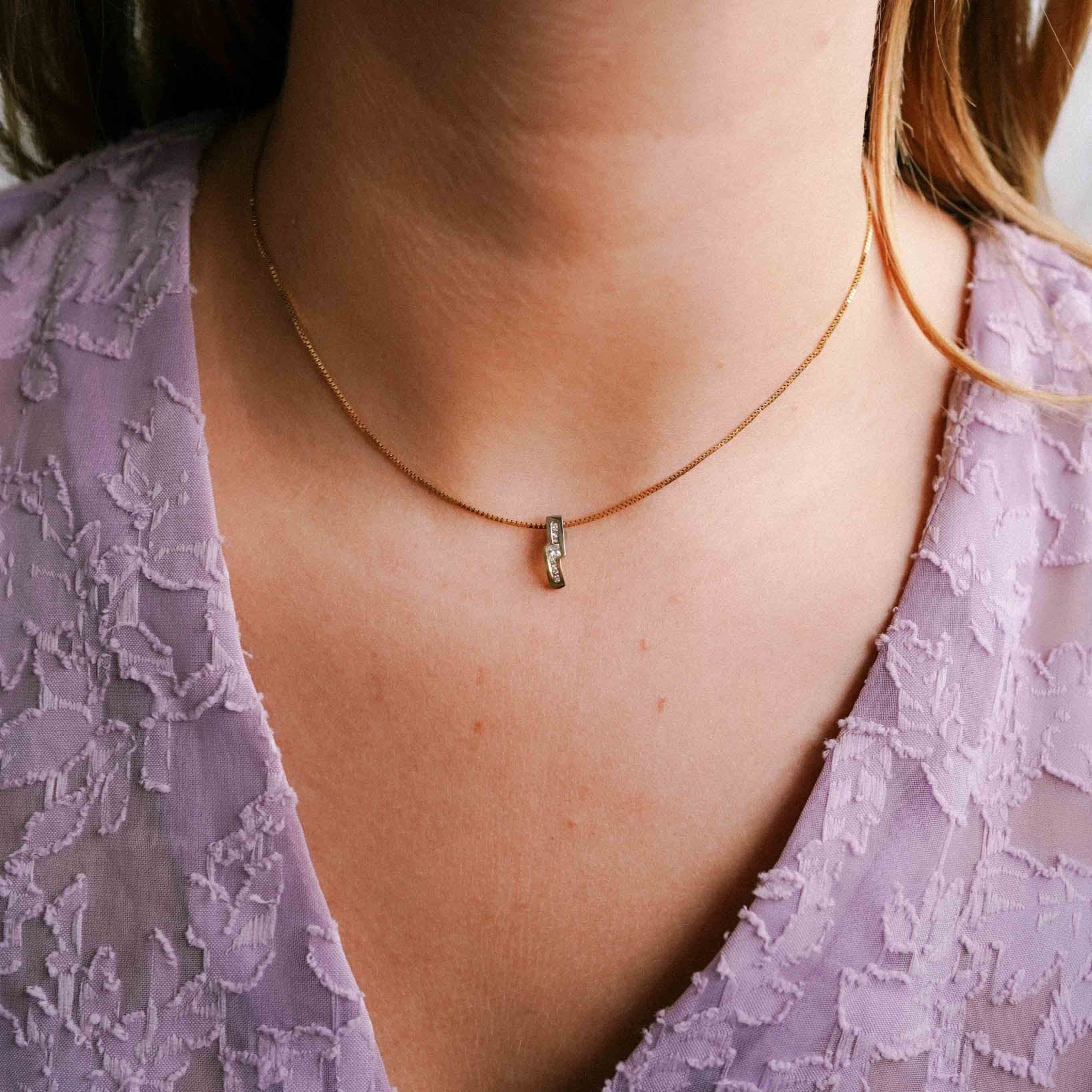 Ebba | 14K Twotone Diamant Hanger - Menina Amsterdam