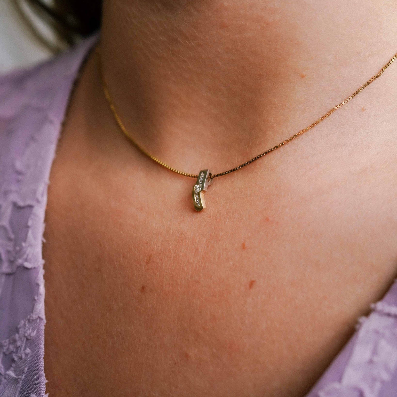 Ebba | 14K Twotone Diamant Hanger - Menina Amsterdam