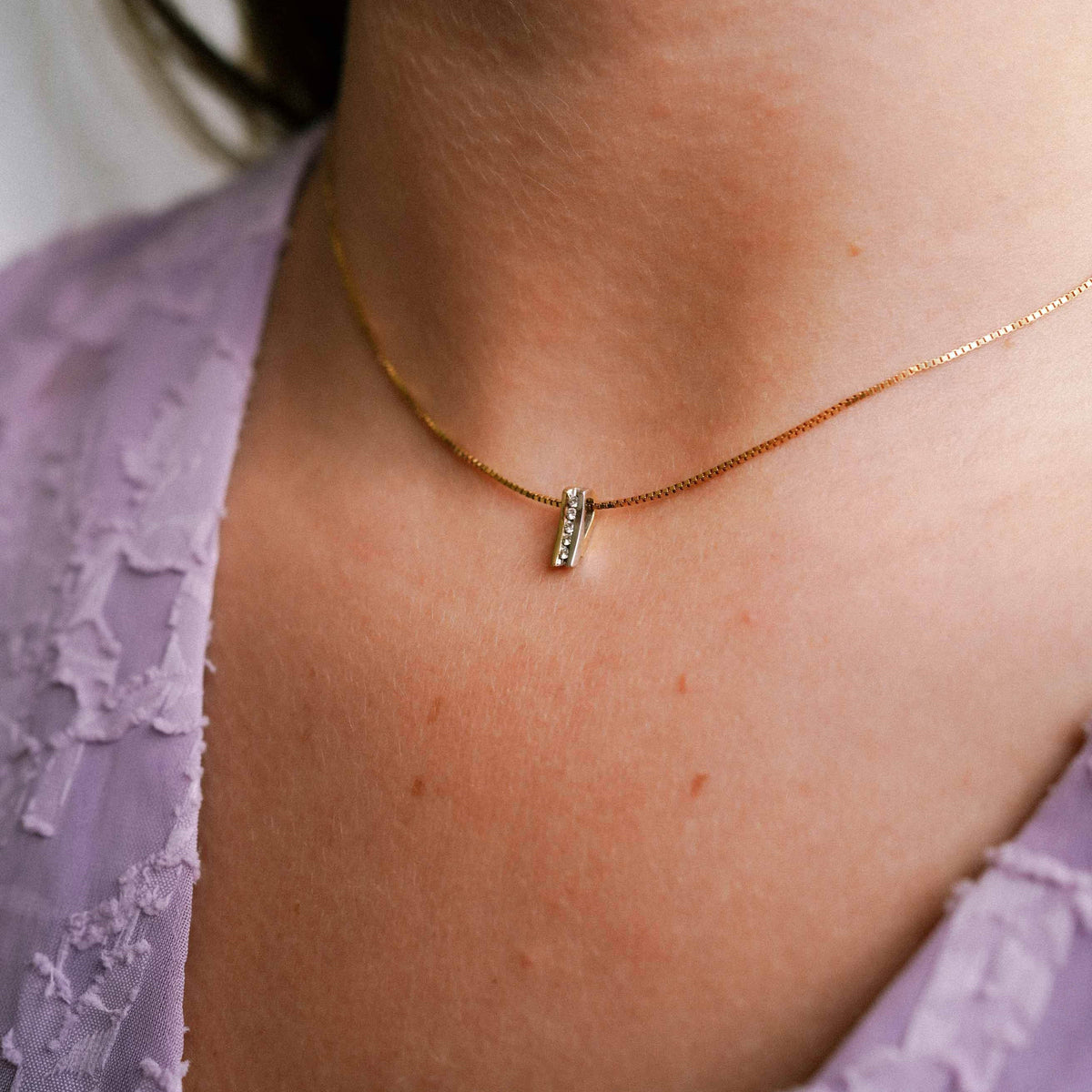Elodie | 14K Two-Tone Diamond Pendant - Menina Amsterdam