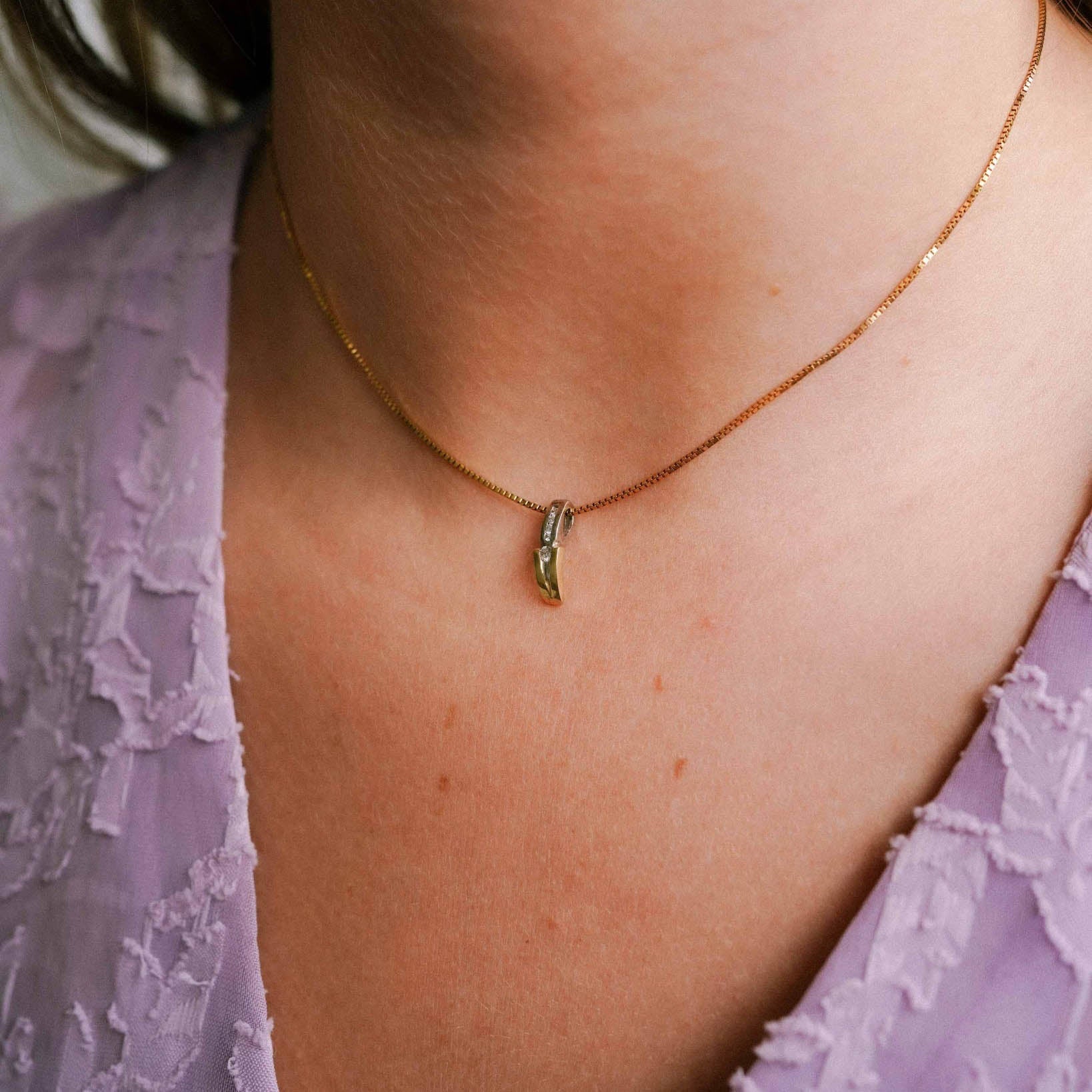 Isalie | 14K Twotone Diamant Hanger - Menina Amsterdam