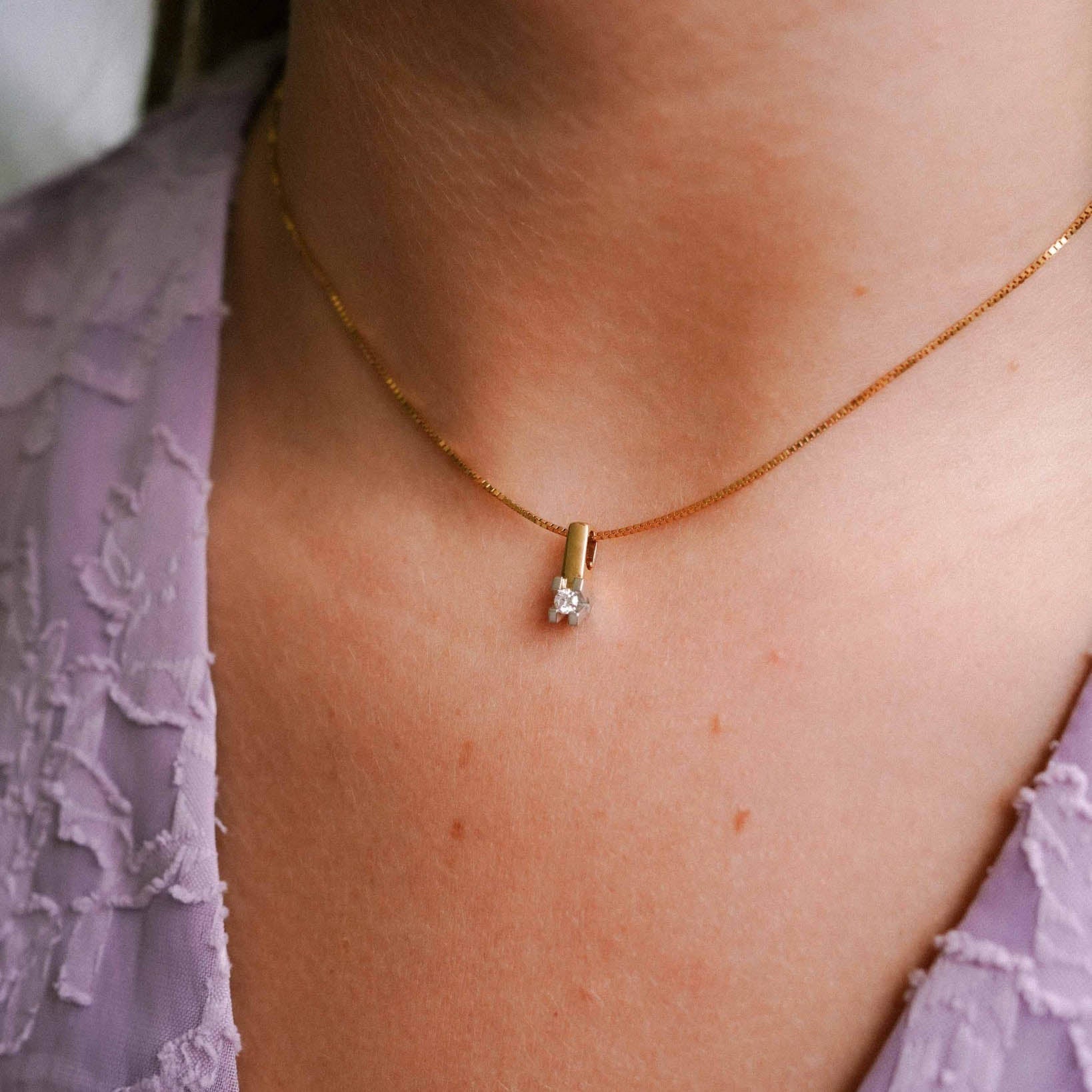 Johanna | 14K Twotone Diamant Hanger - Menina Amsterdam