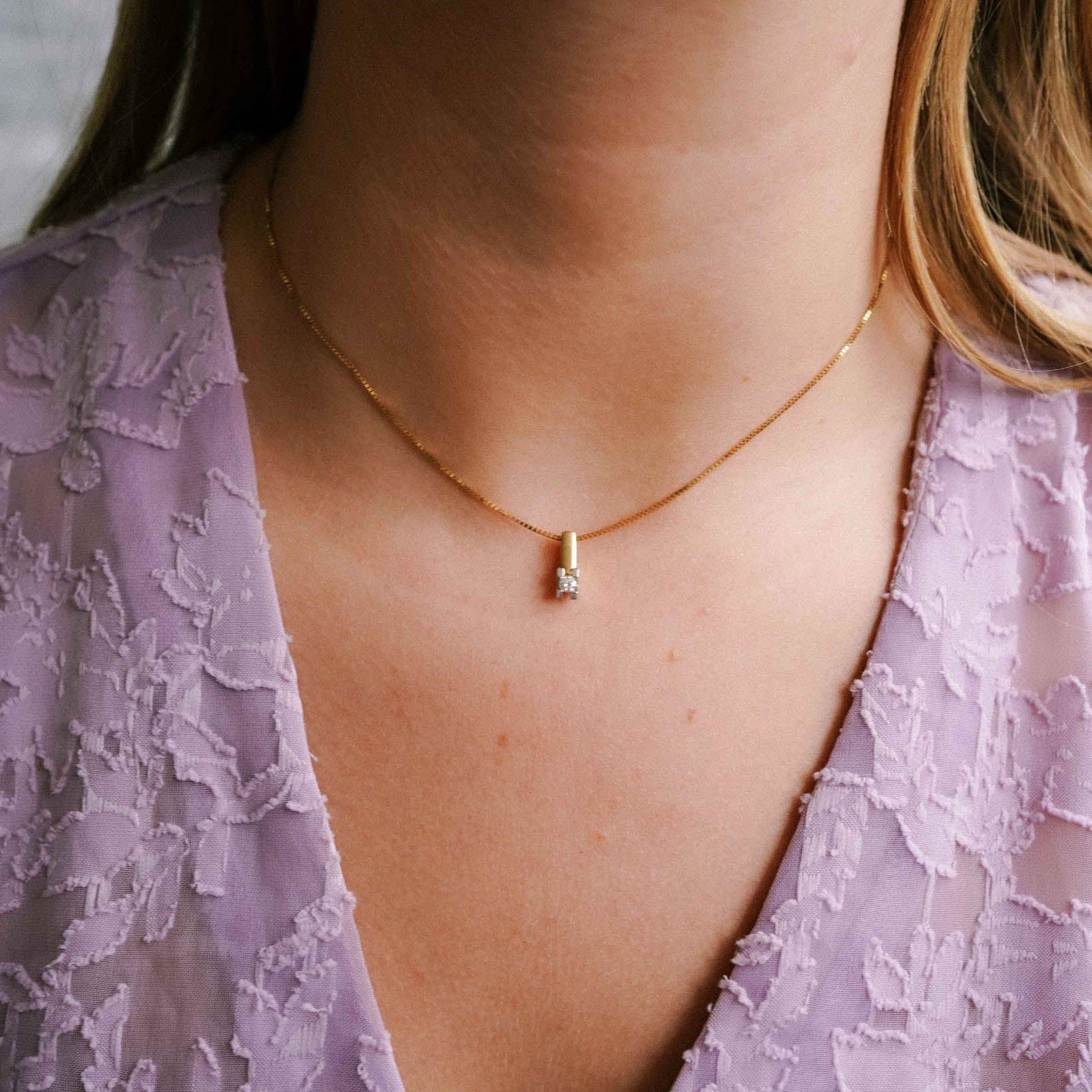 Johanna | 14K Twotone Diamant Hanger - Menina Amsterdam