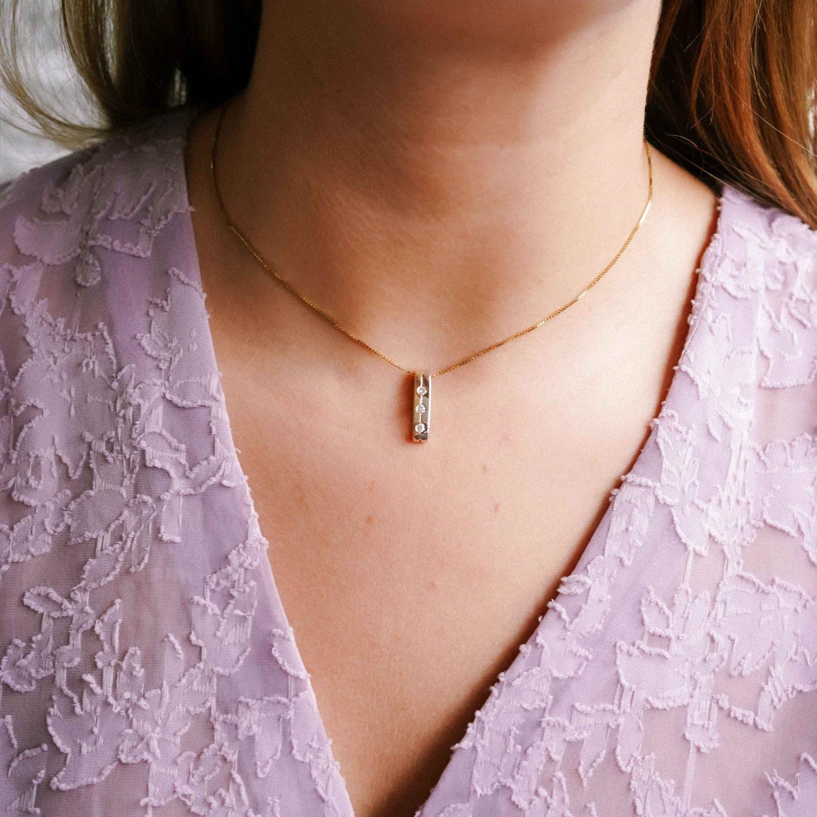Lerina | 14K Two-Tone Diamond Pendant - Menina Amsterdam