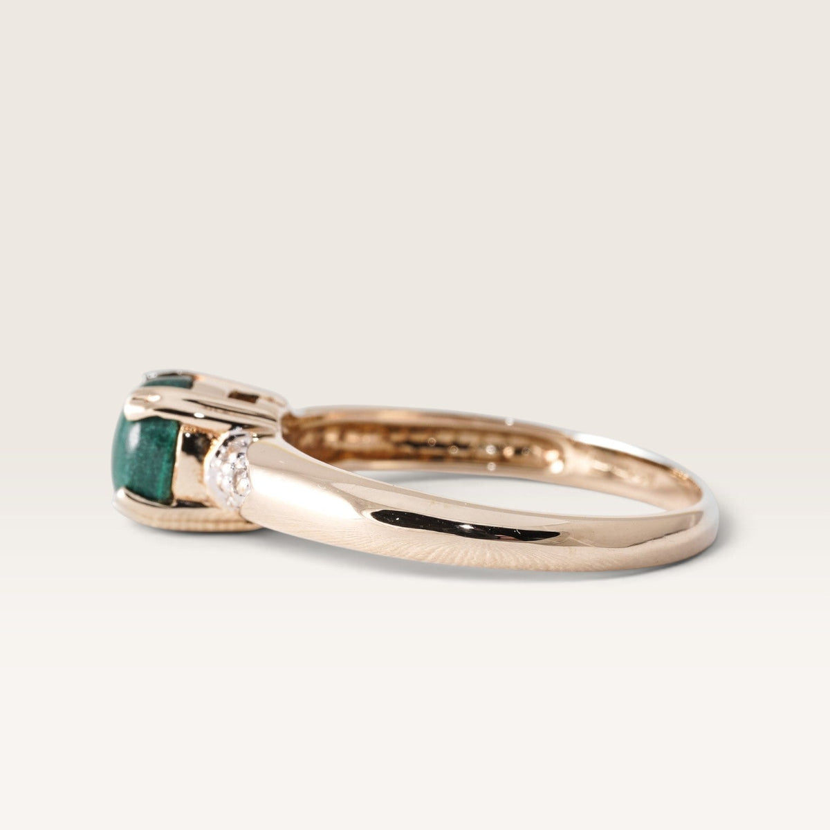 Malvera | Vintage Malachiet Solitaire & Diamant Details Ring - Menina Amsterdam