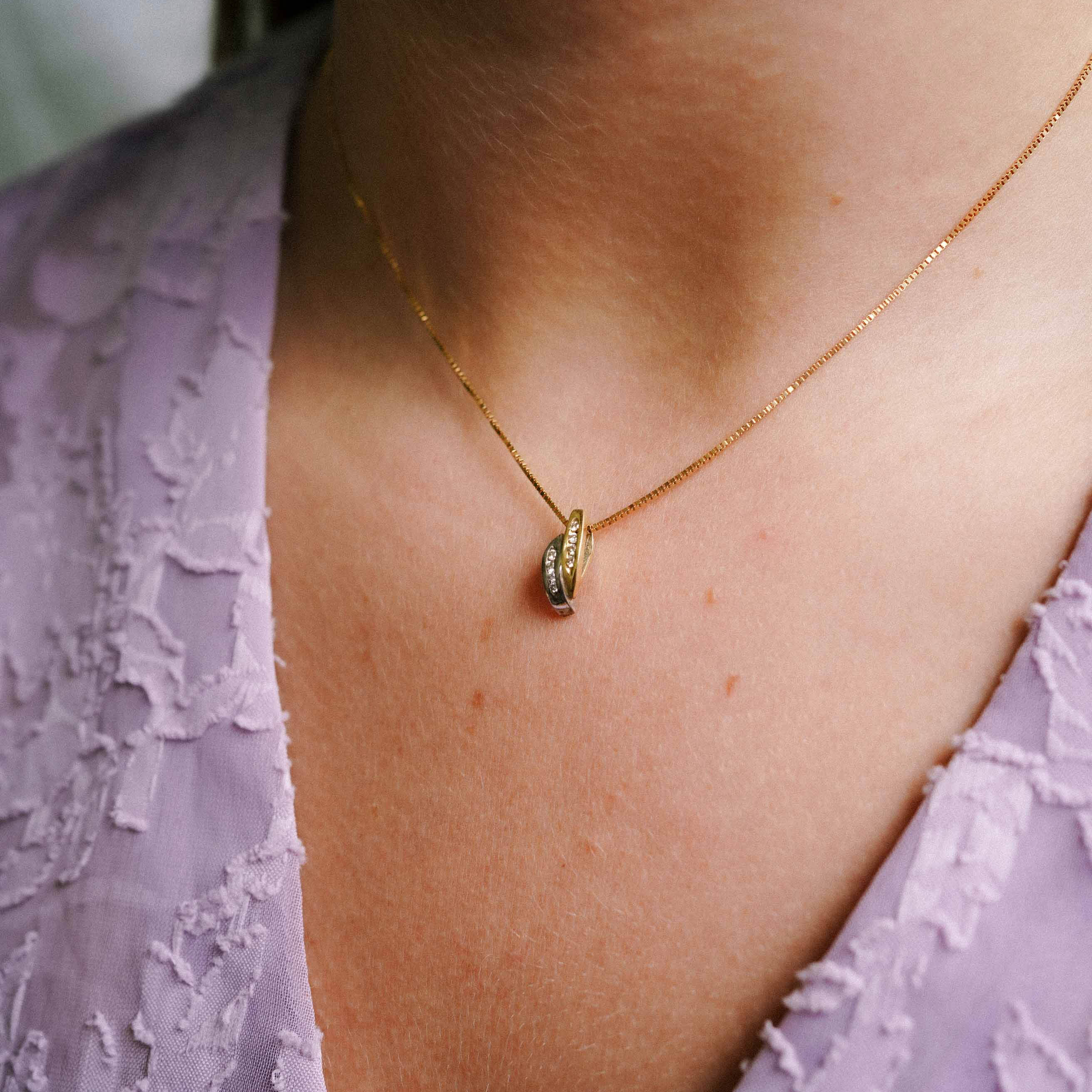 Noa | 14K Two-Tone Diamond Pendant - Menina Amsterdam