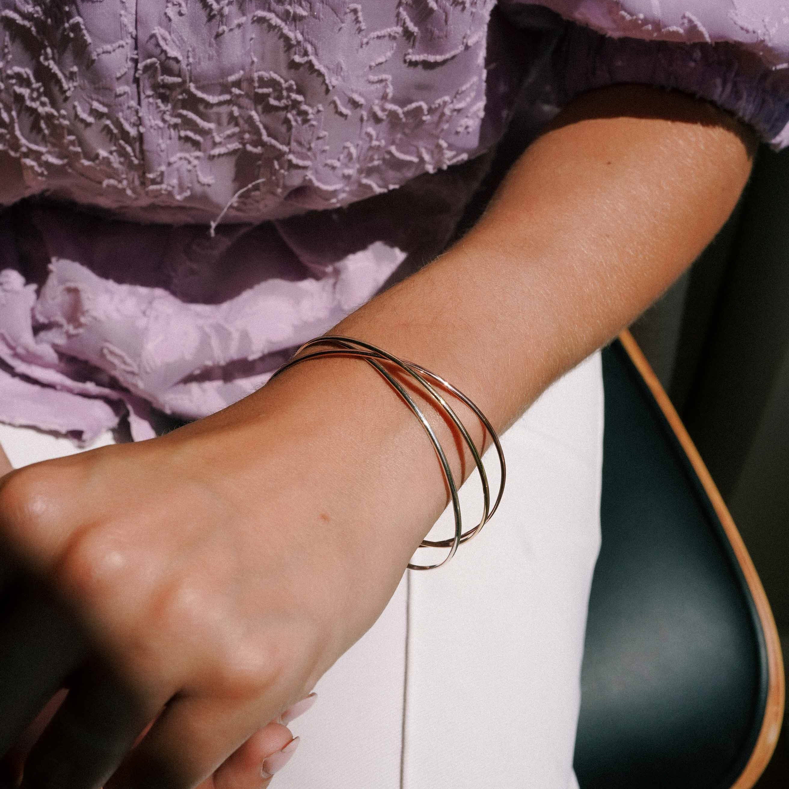 Opilya | Vintage Trio Geel, Rosé en Wit 9 Karaat Bangle - Menina Amsterdam