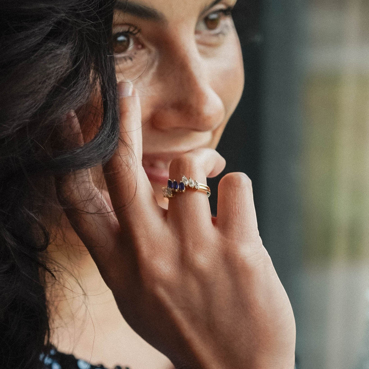 Seleste | 18K Saffier & Diamant Ring - Menina Amsterdam