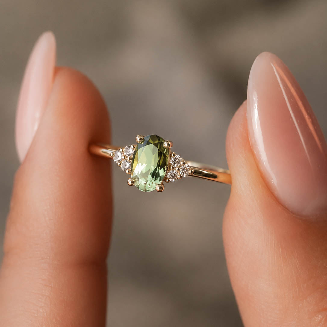 Valerie | Groene Toermalijn & Diamant Ring - Menina Amsterdam