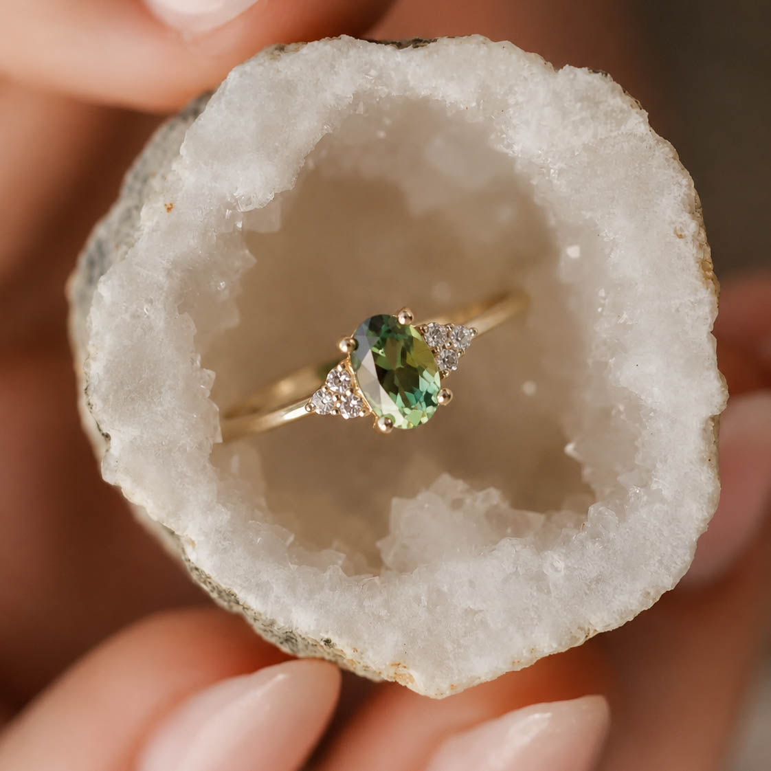 Valerie | Groene Toermalijn & Diamant Ring - Menina Amsterdam