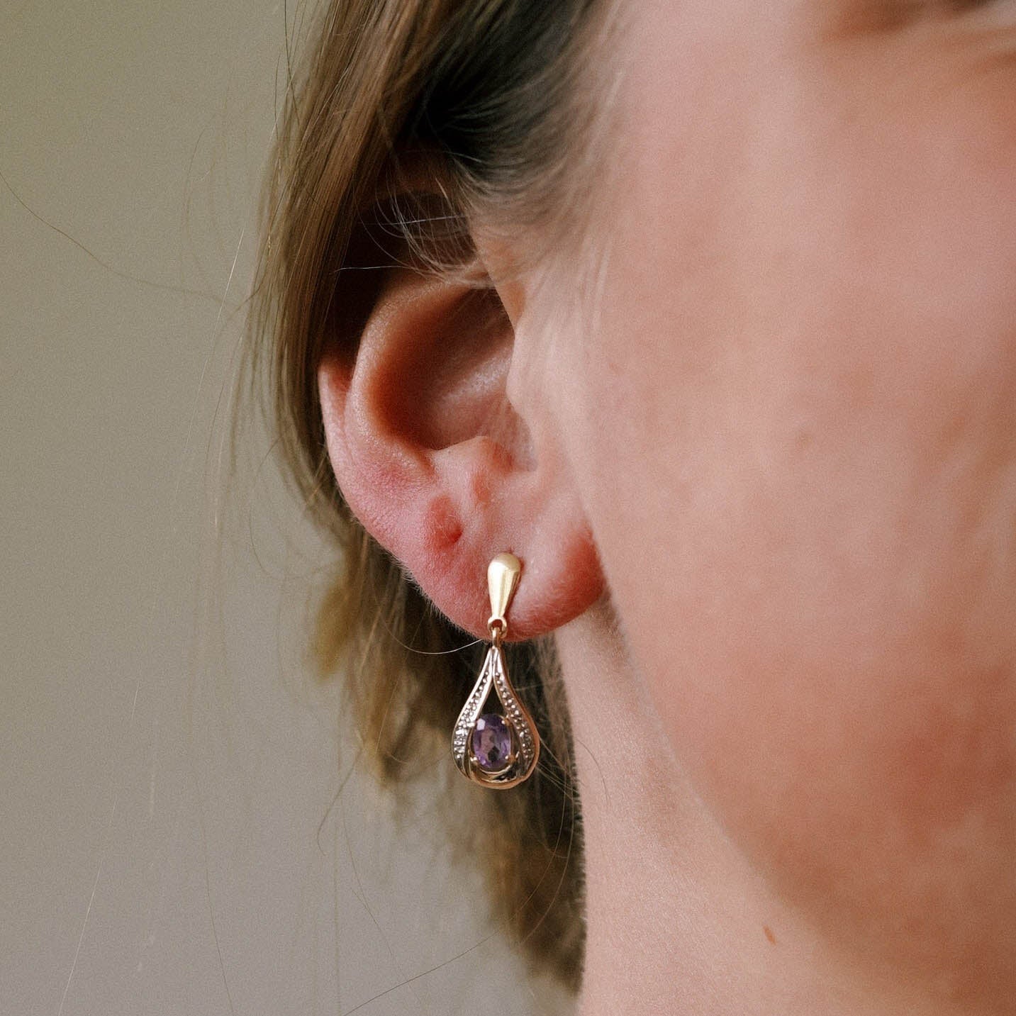 Veli | Vintage Amethist & Diamant Oorbellen - Menina Amsterdam