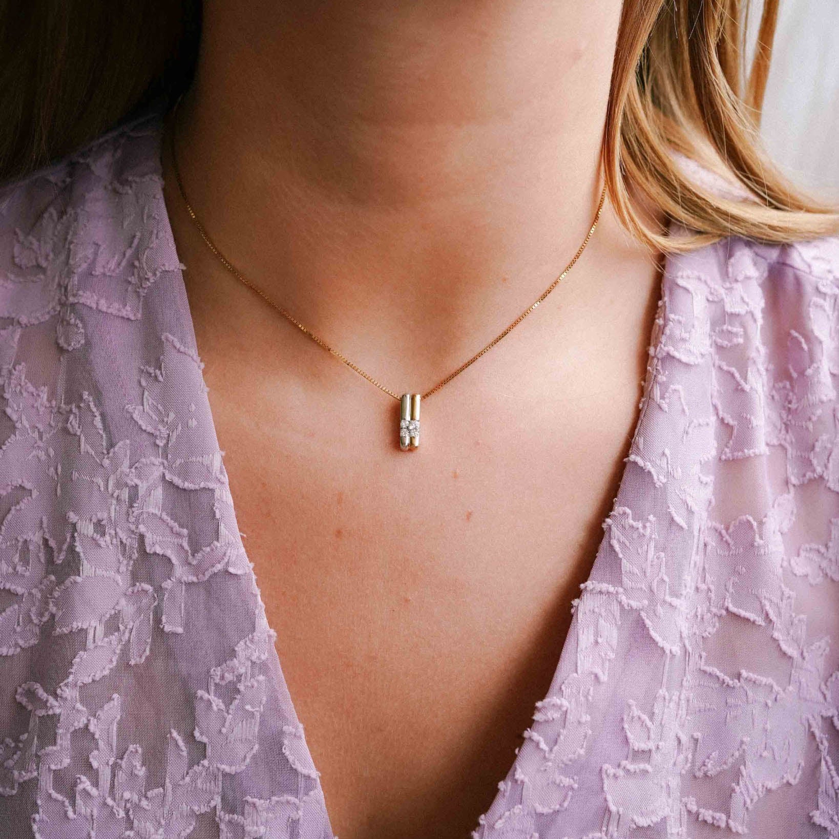 Vivienne | 14K Twotone Diamant Hanger - Menina Amsterdam