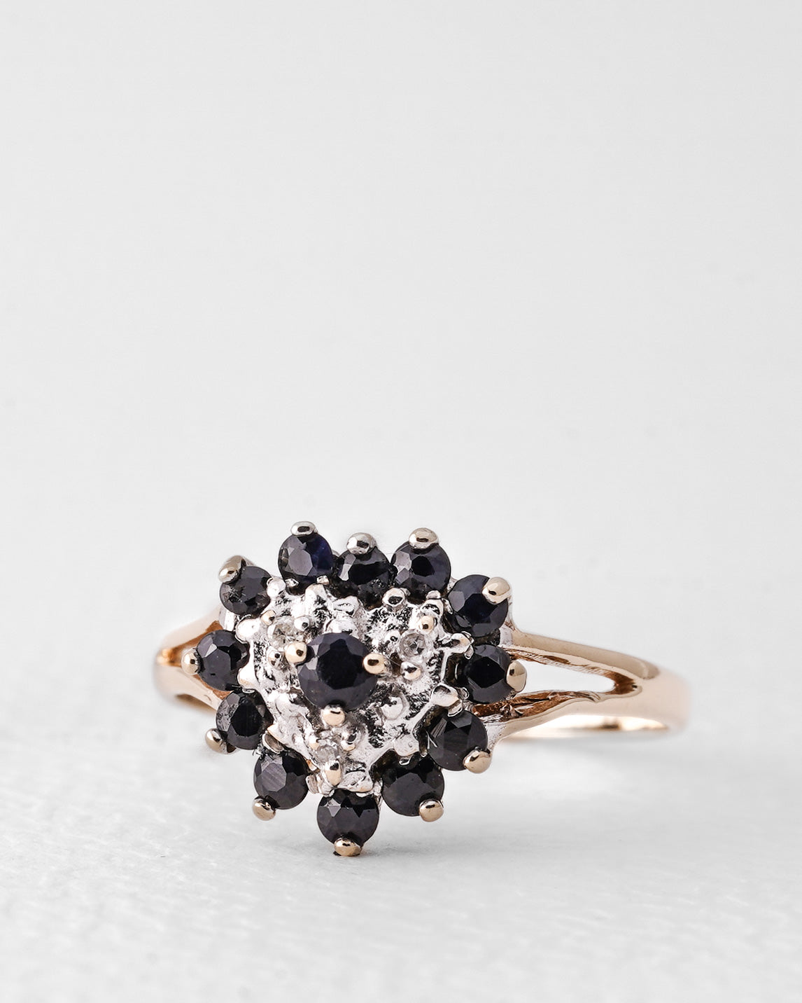 Rosalie | Vintage Saffier & Diamant Cluster Ring