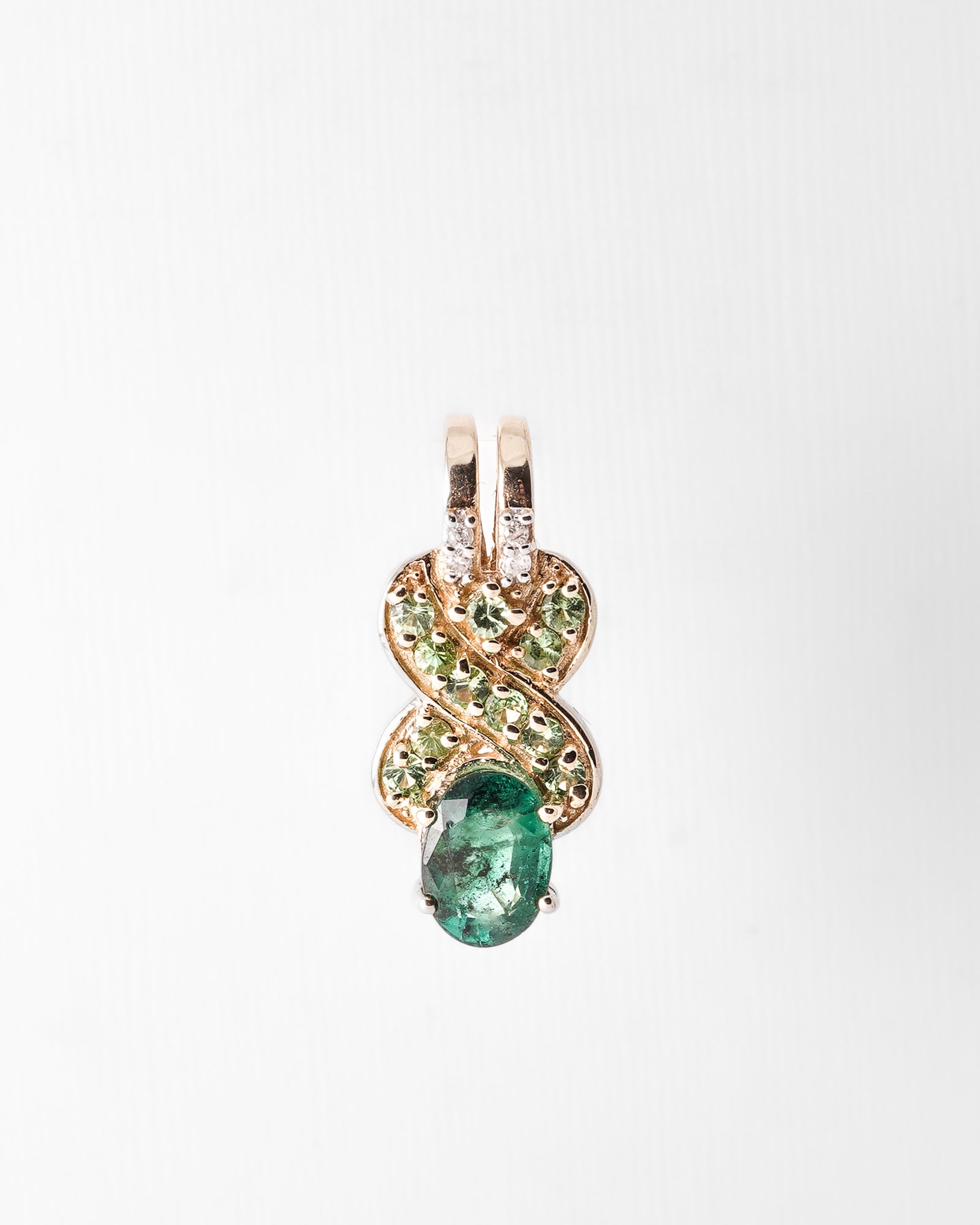Elva | Vintage Emerald, Garnet & Diamond Pendant