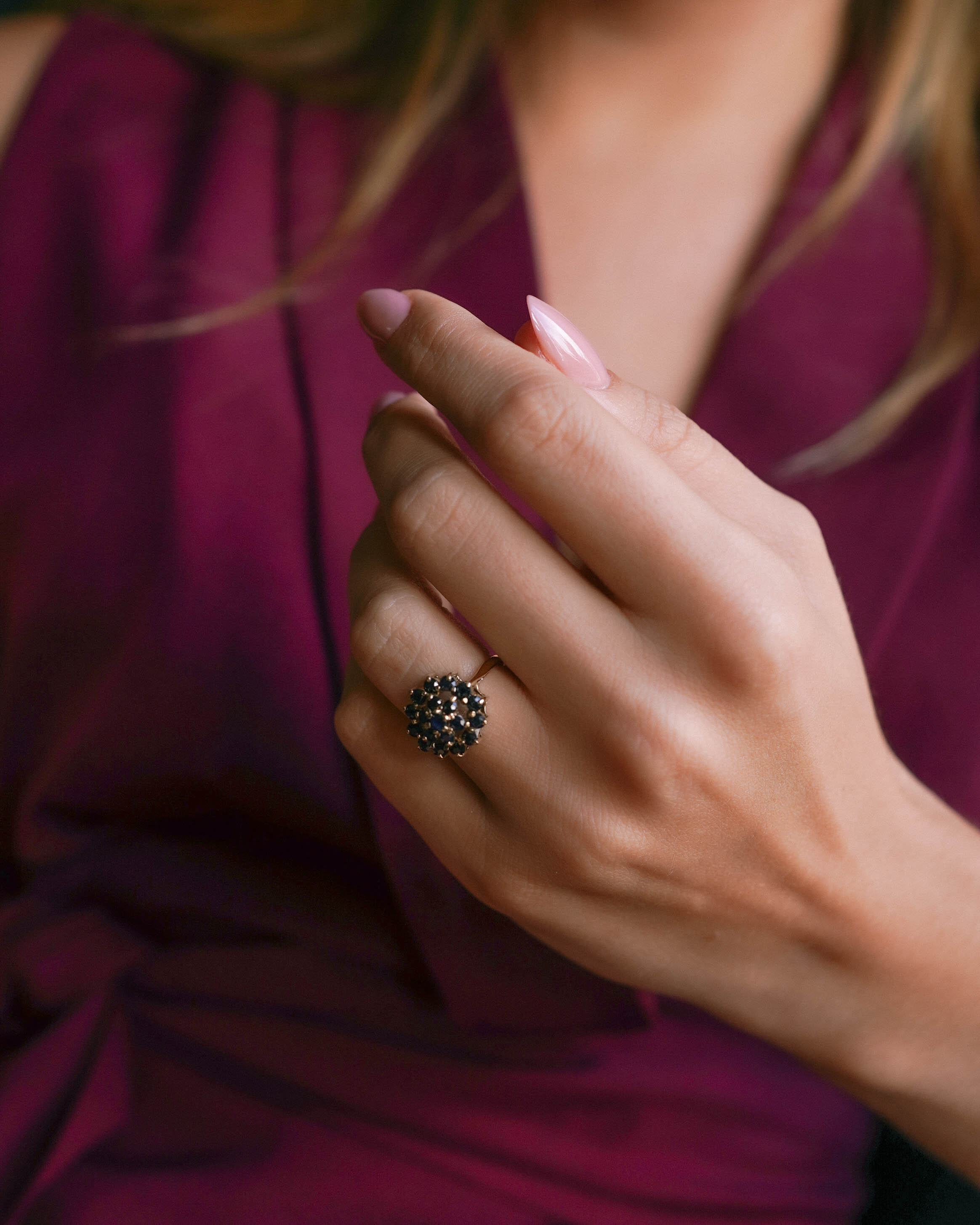 Camila | Vintage Saffier Cluster Ring