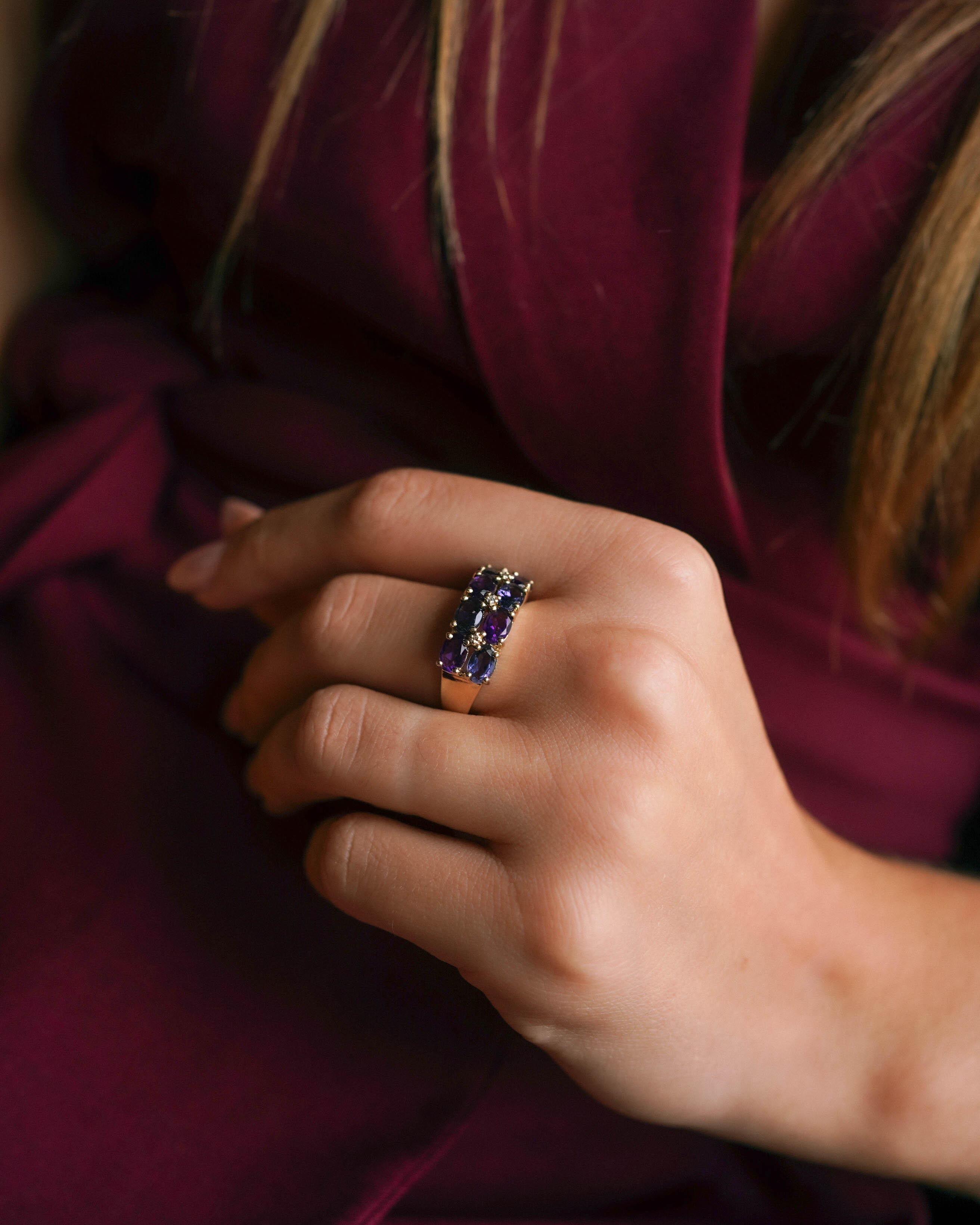 Valentina | Vintage Amethist, Ioliet & Diamant Cluster Ring