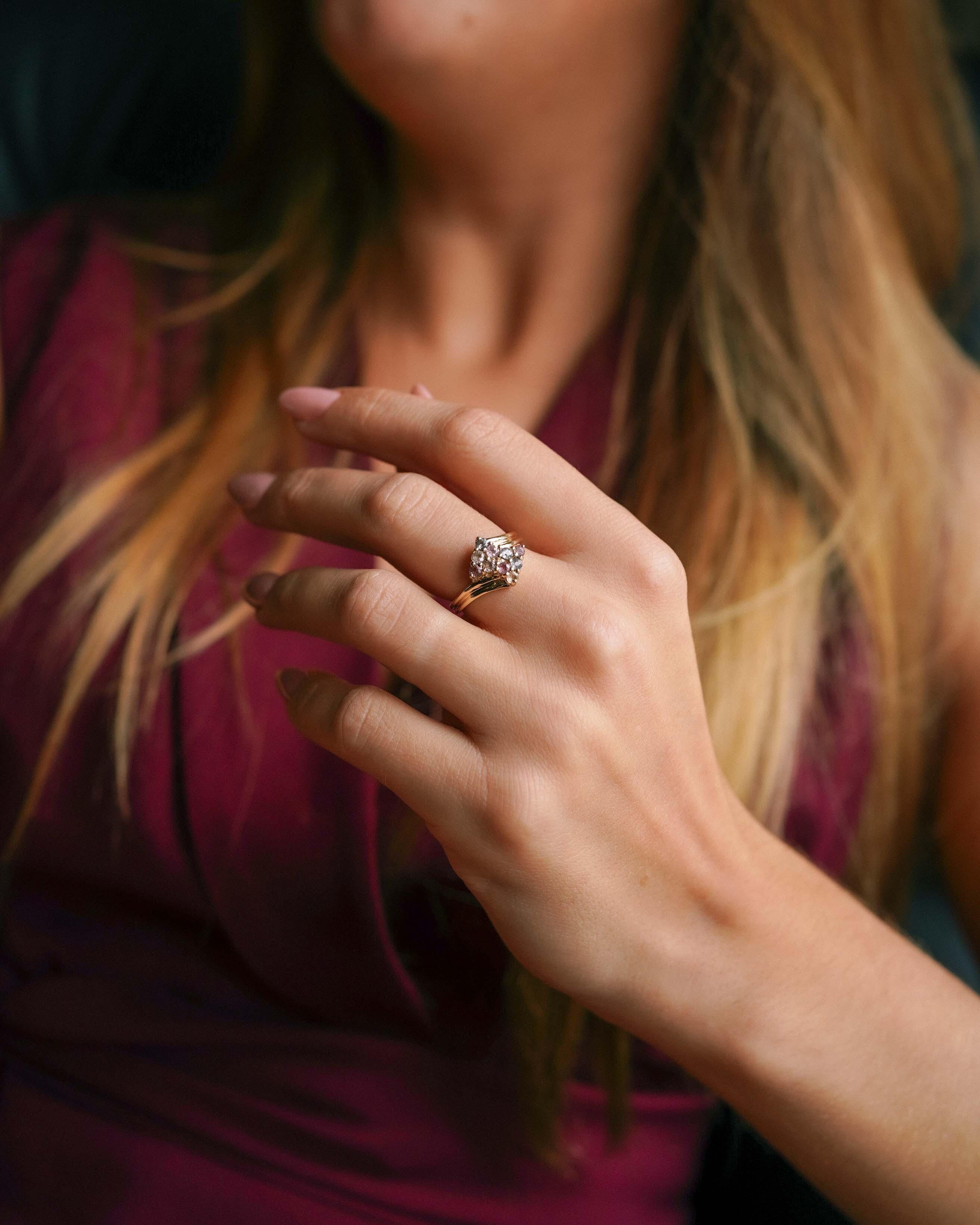 Lilou | Vintage Meerkleurig Saffier Cluster Ring