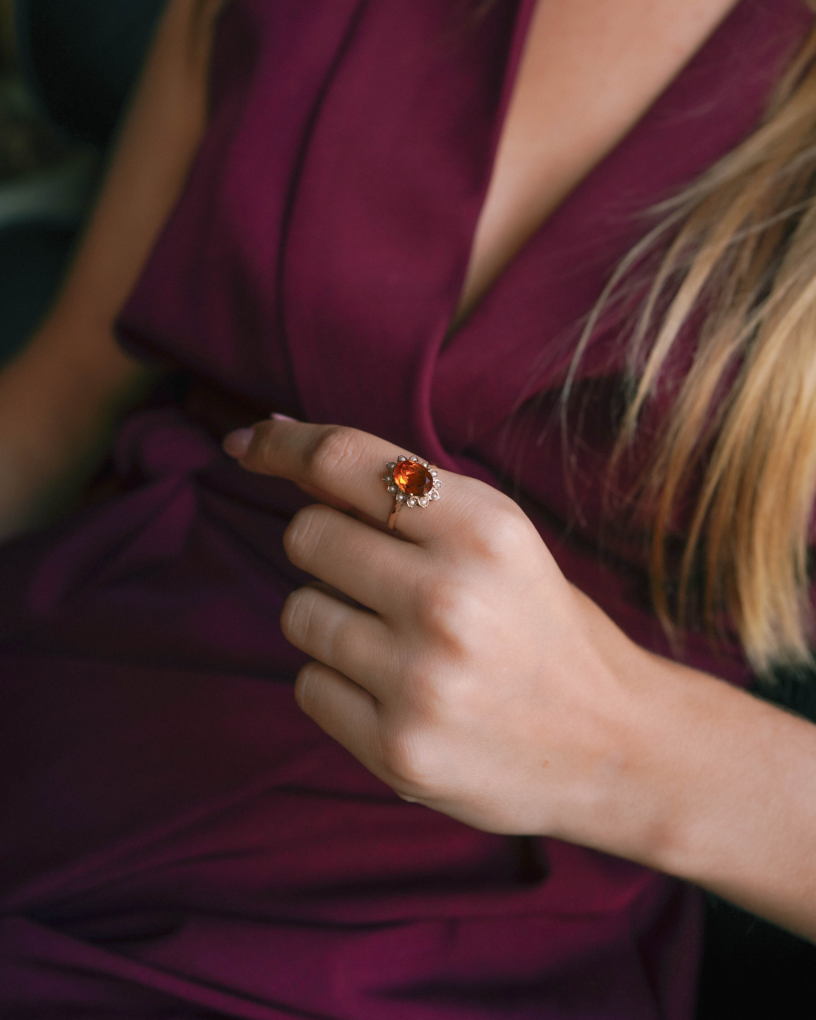 Margaux | Vintage Citrien & Parel Dress Ring