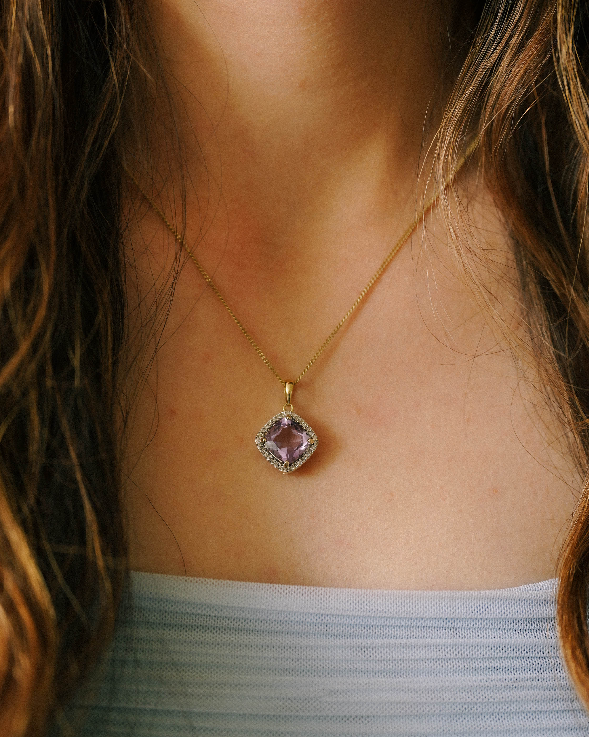 Yuna | Vintage Amethyst & Diamond Pendant