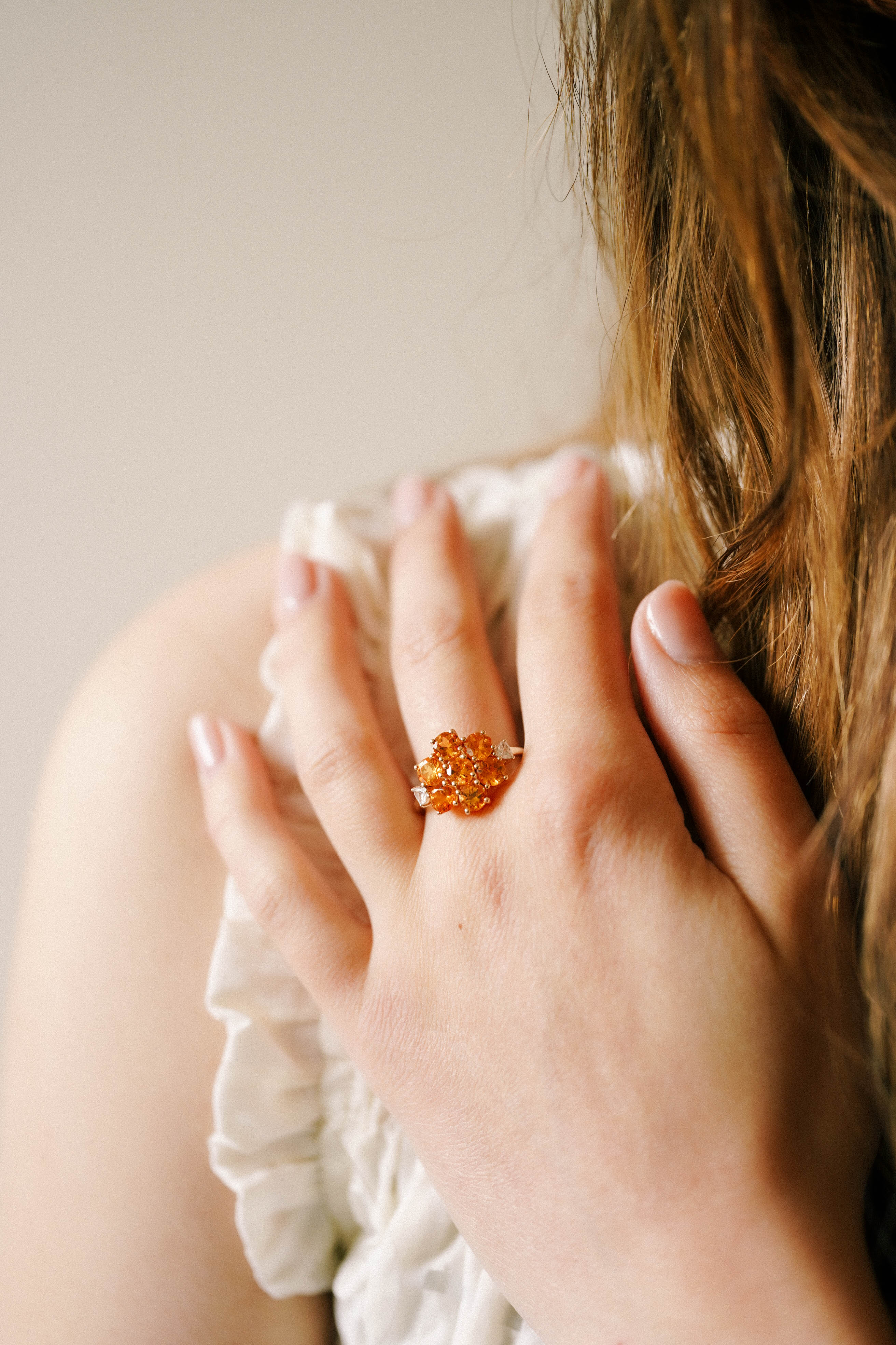 Liora | Vintage Citrine & White Sapphire Cluster