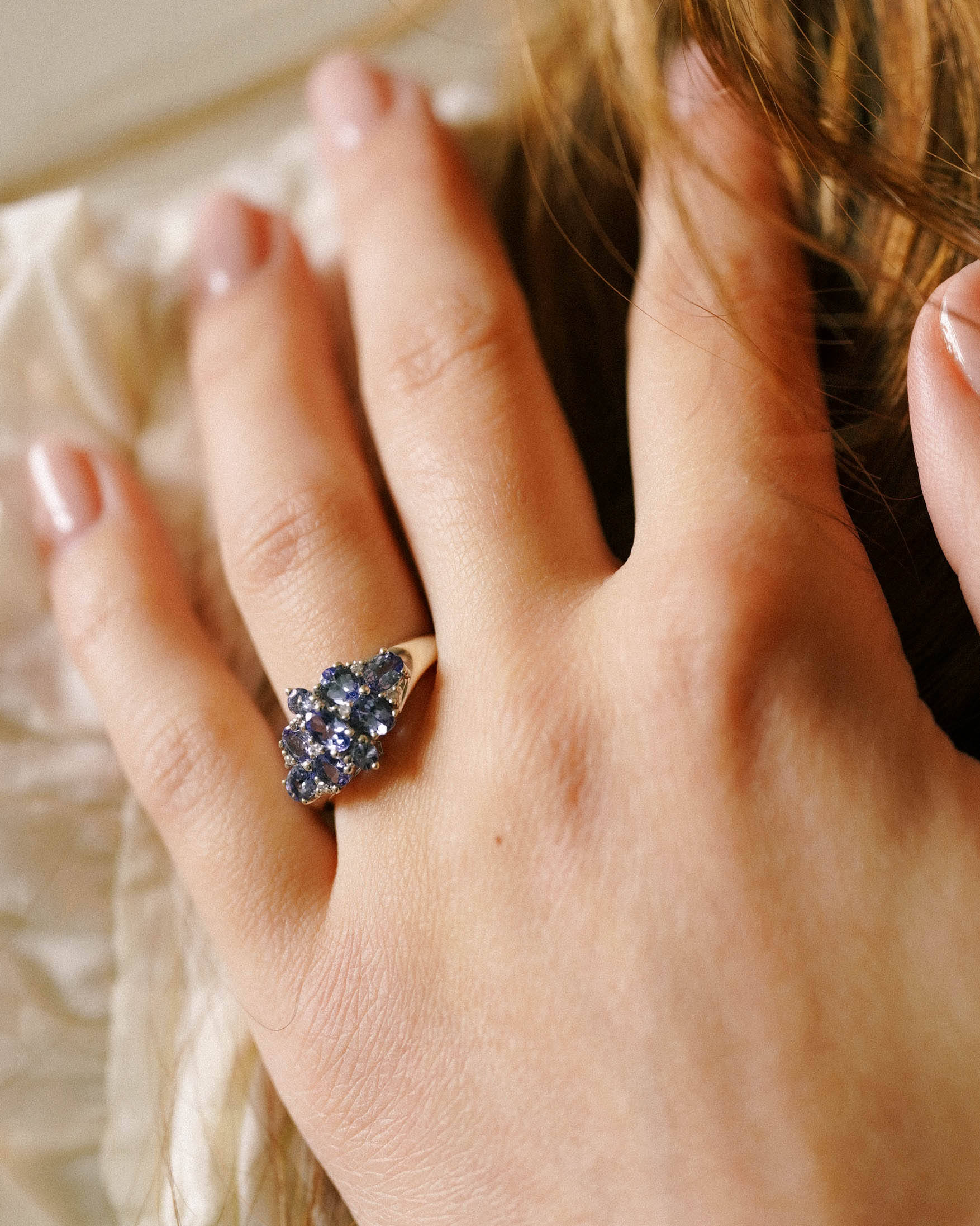 Viviane | Vintage White Gold Tanzanite & Diamond Cluster