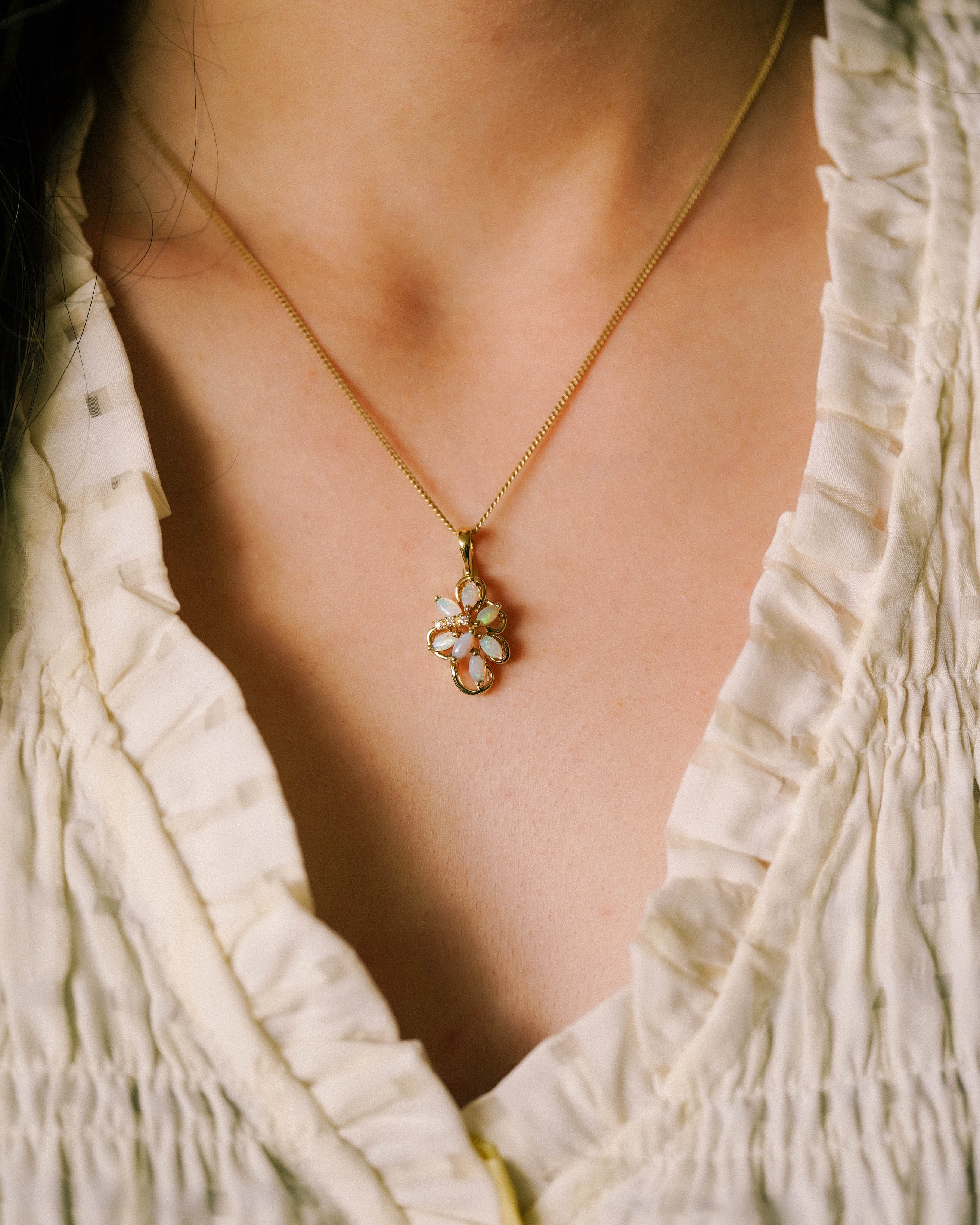 Elviana| Vintage Opal & Diamond Pendant