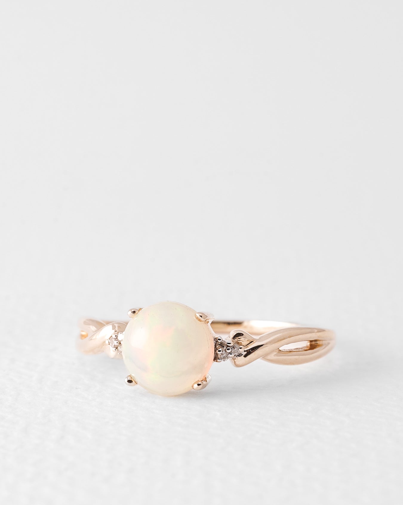 Lumira | Vintage Opal & Diamond Cabochon Ring