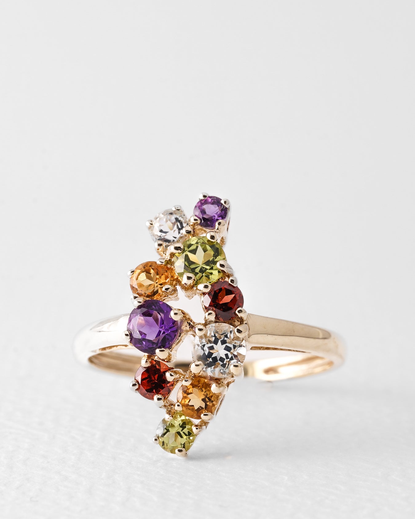 Thalie | Vintage Amethyst, Topaz, Citrine & Garnet Cluster Ring